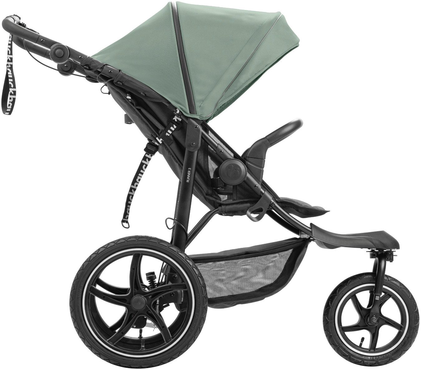 Hauck Kinderwagen met drie wielen Runner 3, Jungle Green met xxl-luchtwielen en handrem, tot 22 kg belastbaar