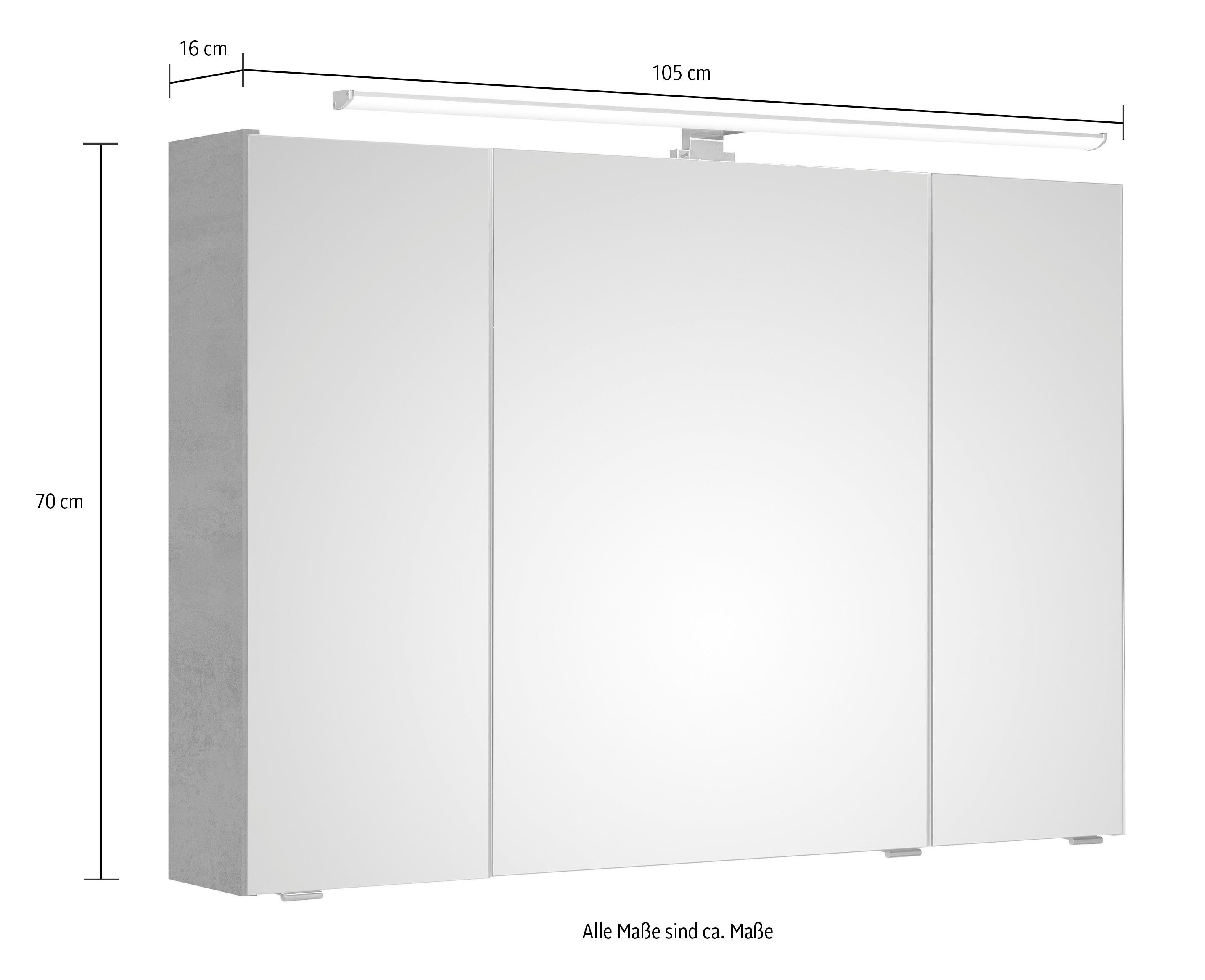 Saphir Badkamerspiegelkast Quickset 945 Badkamermeubel, 3 spiegeldeuren, 6 legplanken, 105 cm breed