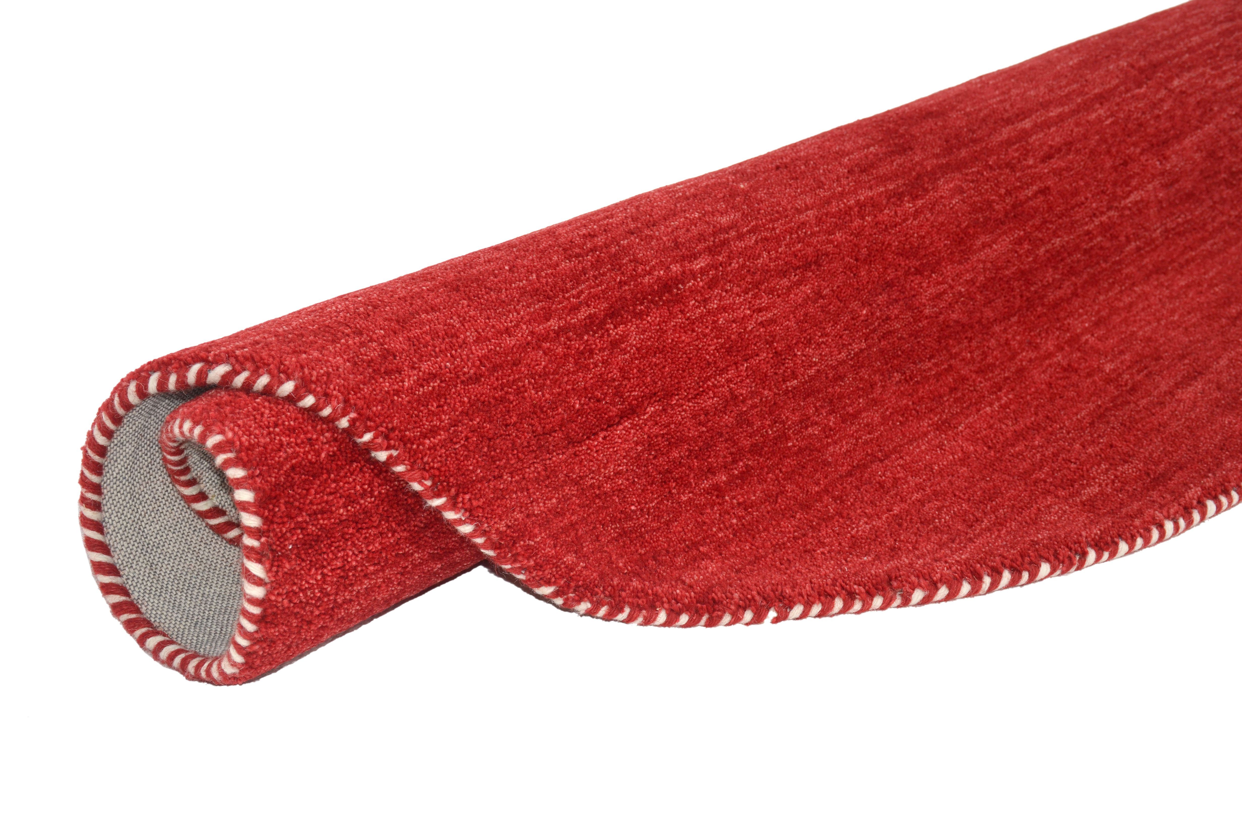THEKO Wollen kleed Gabbeh uni, Handgeweven vloerkleed, mêlee, zuivere wol, met de hand geweven