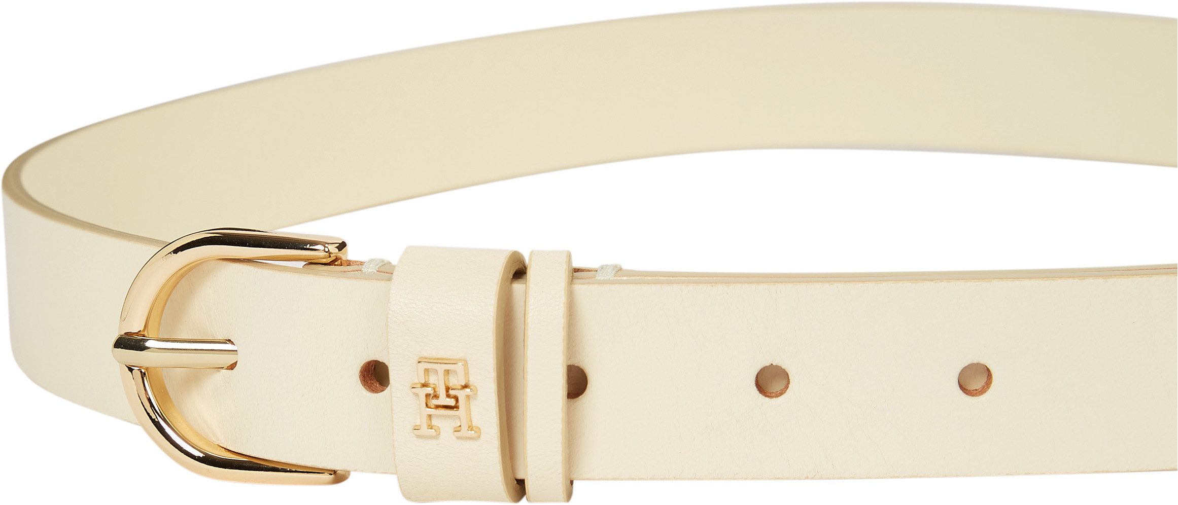 Tommy Hilfiger Leren riem ESSENTIAL EFFORTLESS 2.5 GOLD Logo-embleem, zachte haptiek, ovale eenvoudige pin sluiting