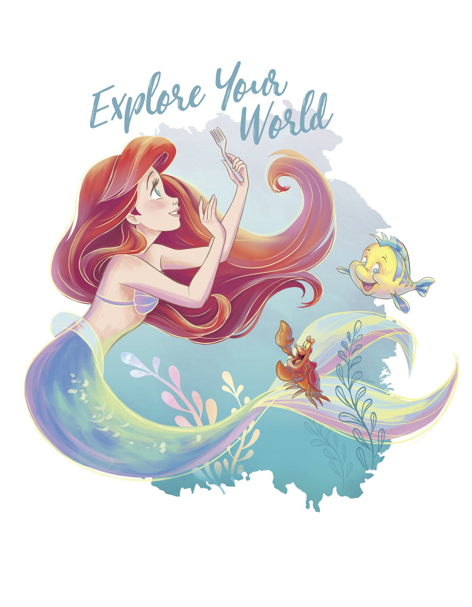Komar Artprint op linnen Disney Ariel Explore your World 300 x 280 cm (breedte x hoogte) - behang, vlies, woonkamer, slaapkamer (1 stuk)