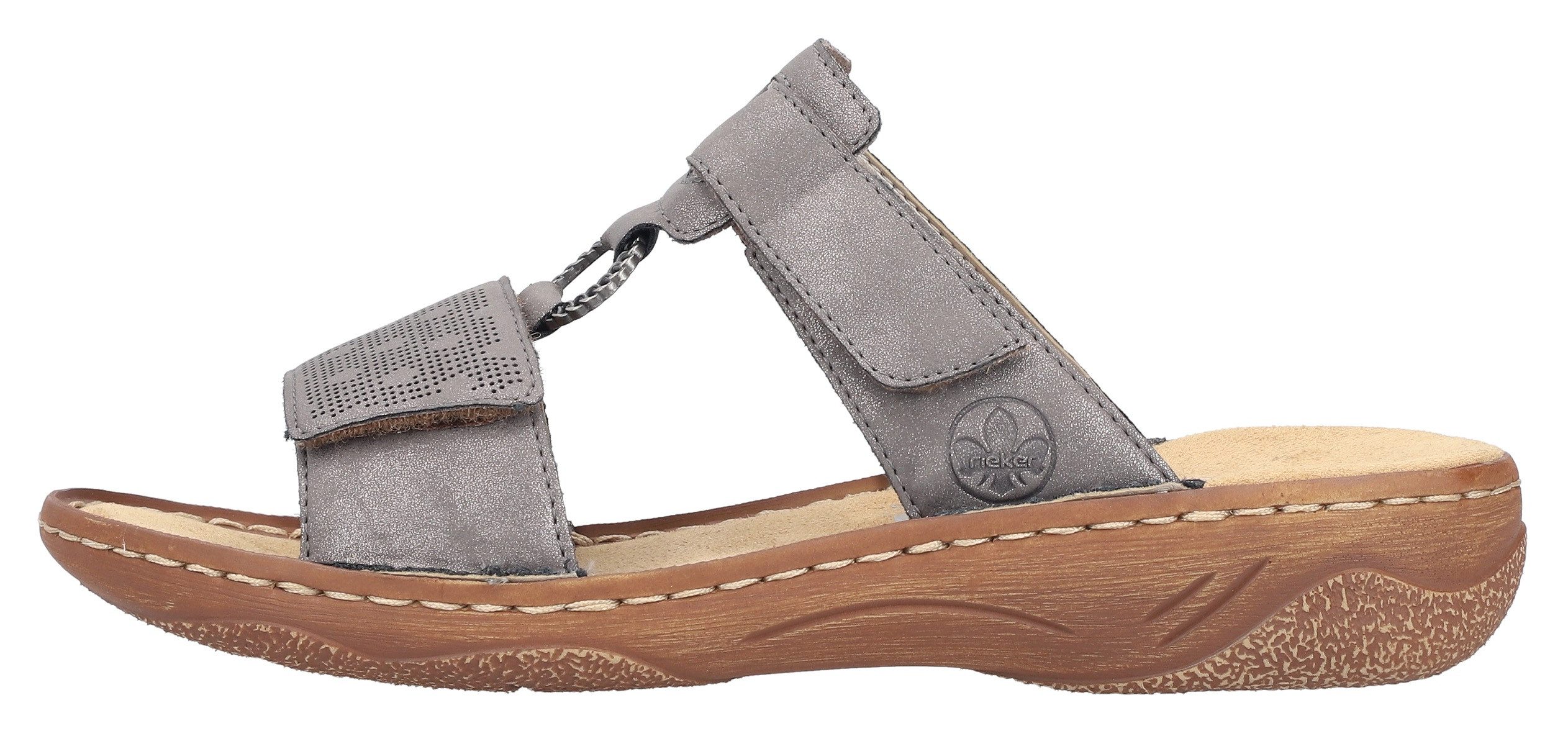 Rieker Slippers Zomerschoen, slippers, vakantieschoen, klittenbandschoen met perforatie