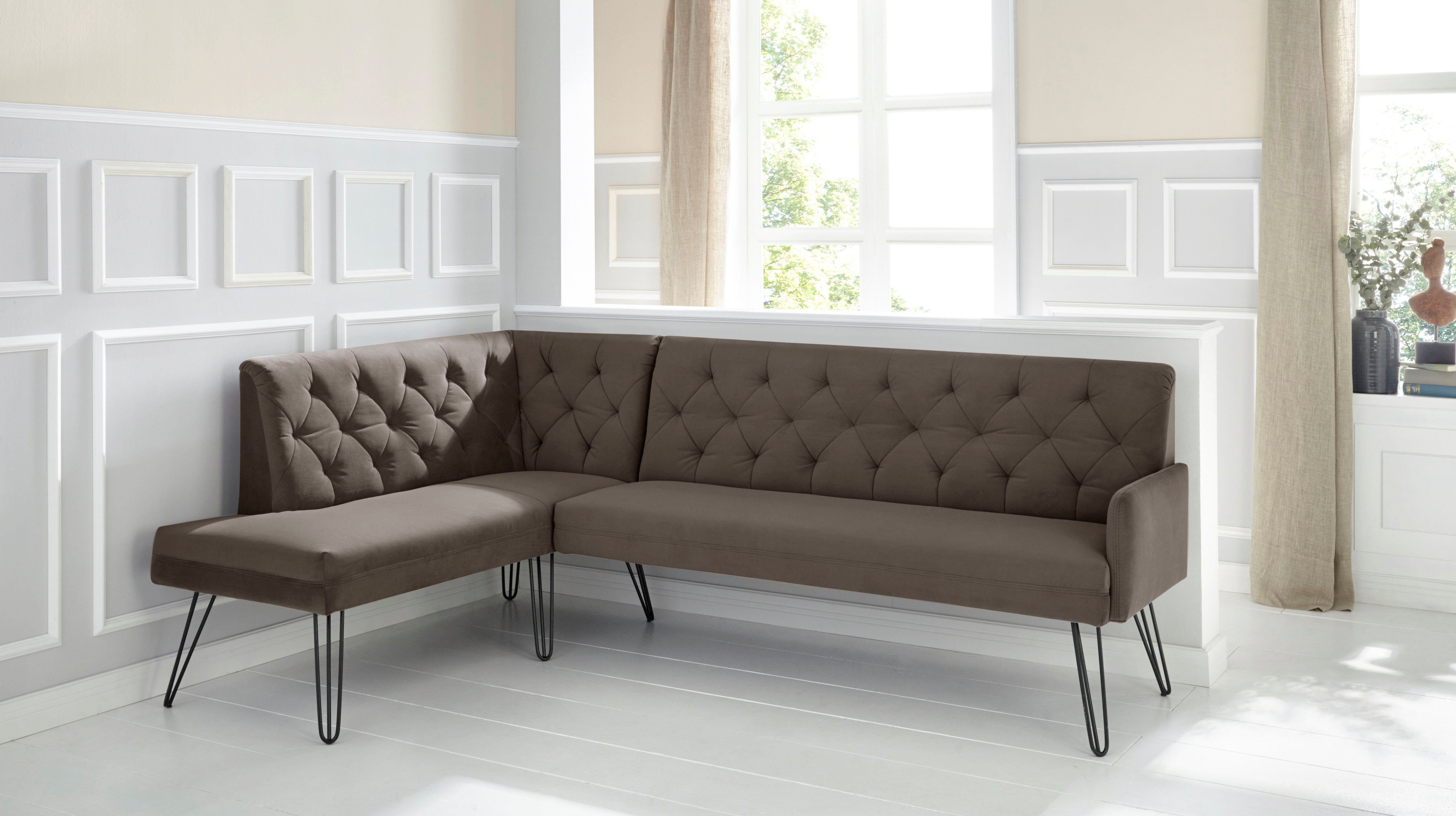 exxpo - sofa fashion Hoekbank Doppio, Chesterfield look, comfortabel en handig, hoge designvoeten