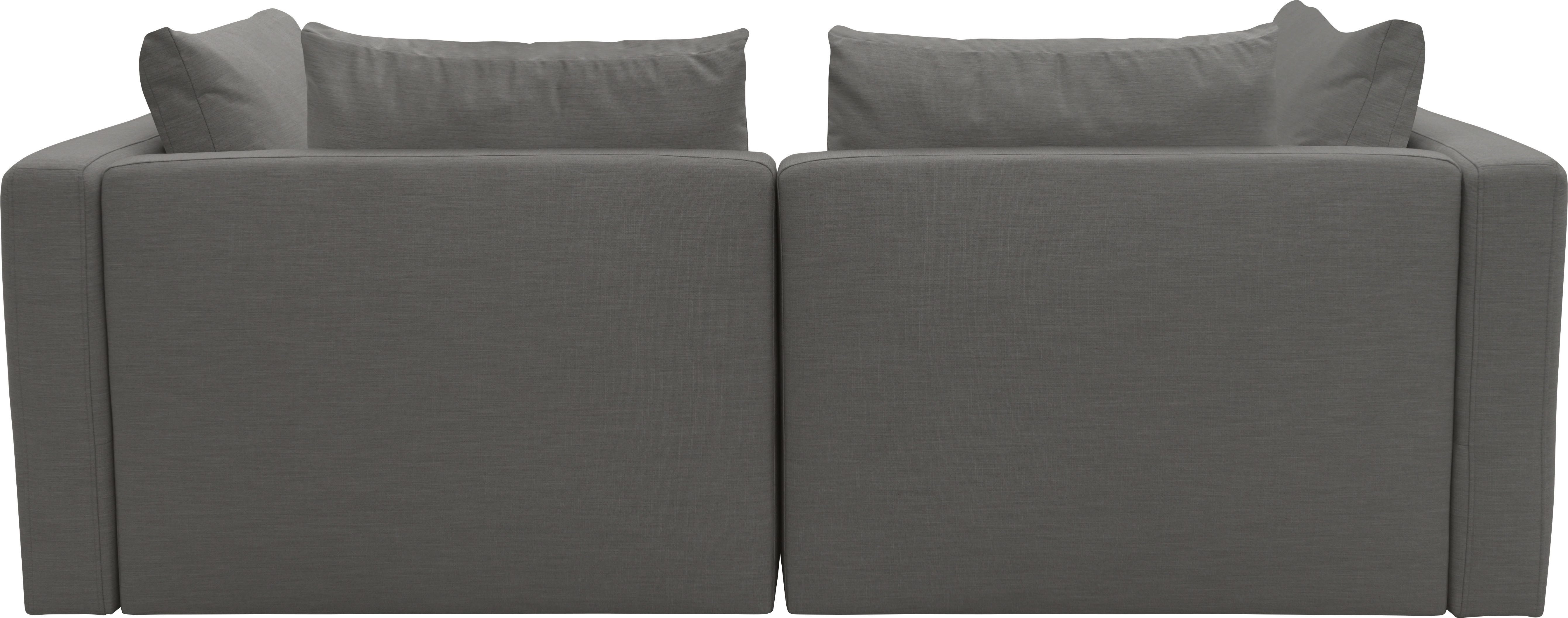 DOMO collection 2-zitsbank Solskin, individueel uitbreidbaar/combineerbaar met losse kussens. rug- en zijpanelen als steeksysteem.