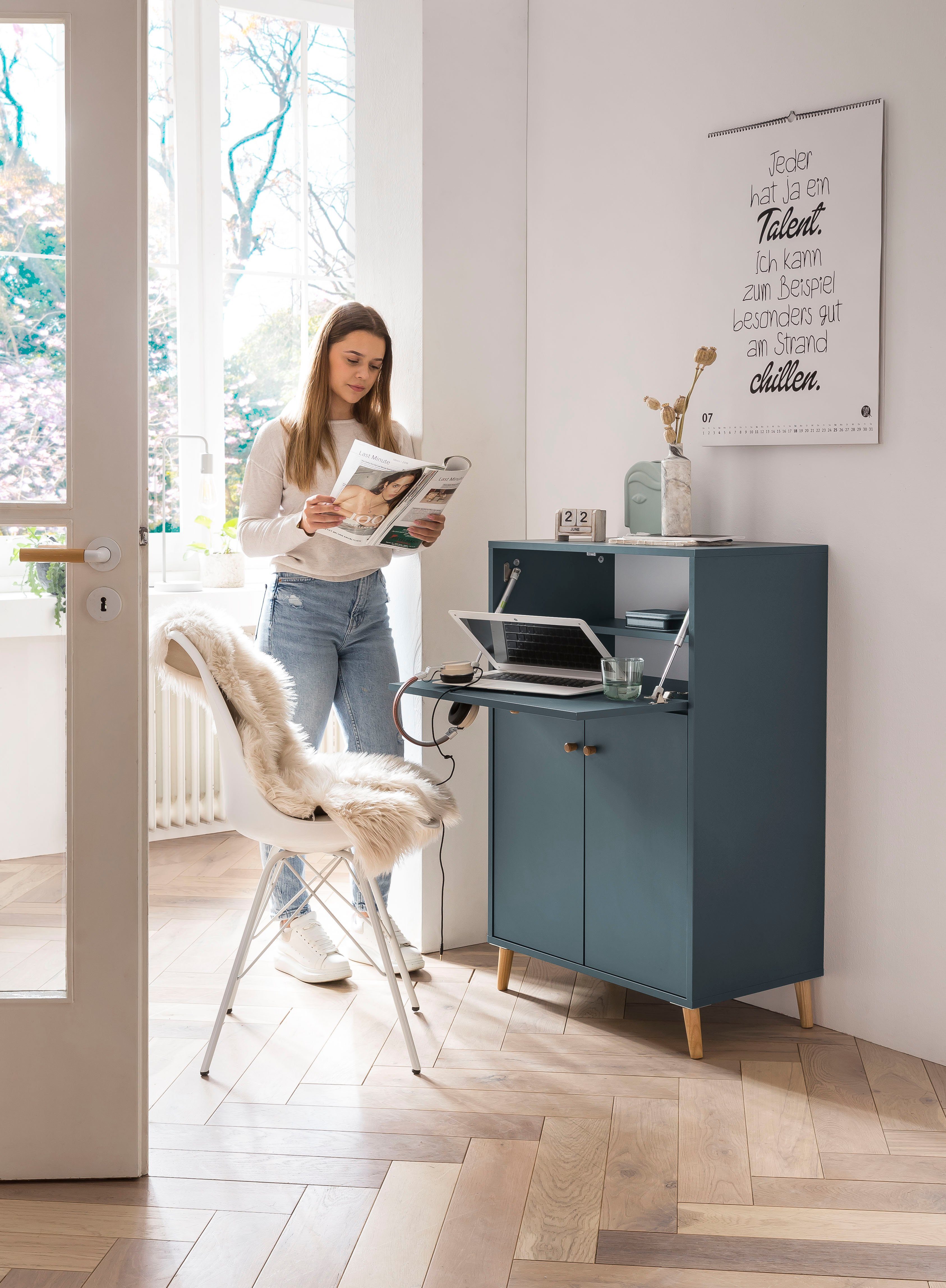 Schildmeyer Bureau Serie 500 Breedte 65,2 cm, secretaire-archiefkast met uitklapbaar schrijfblad