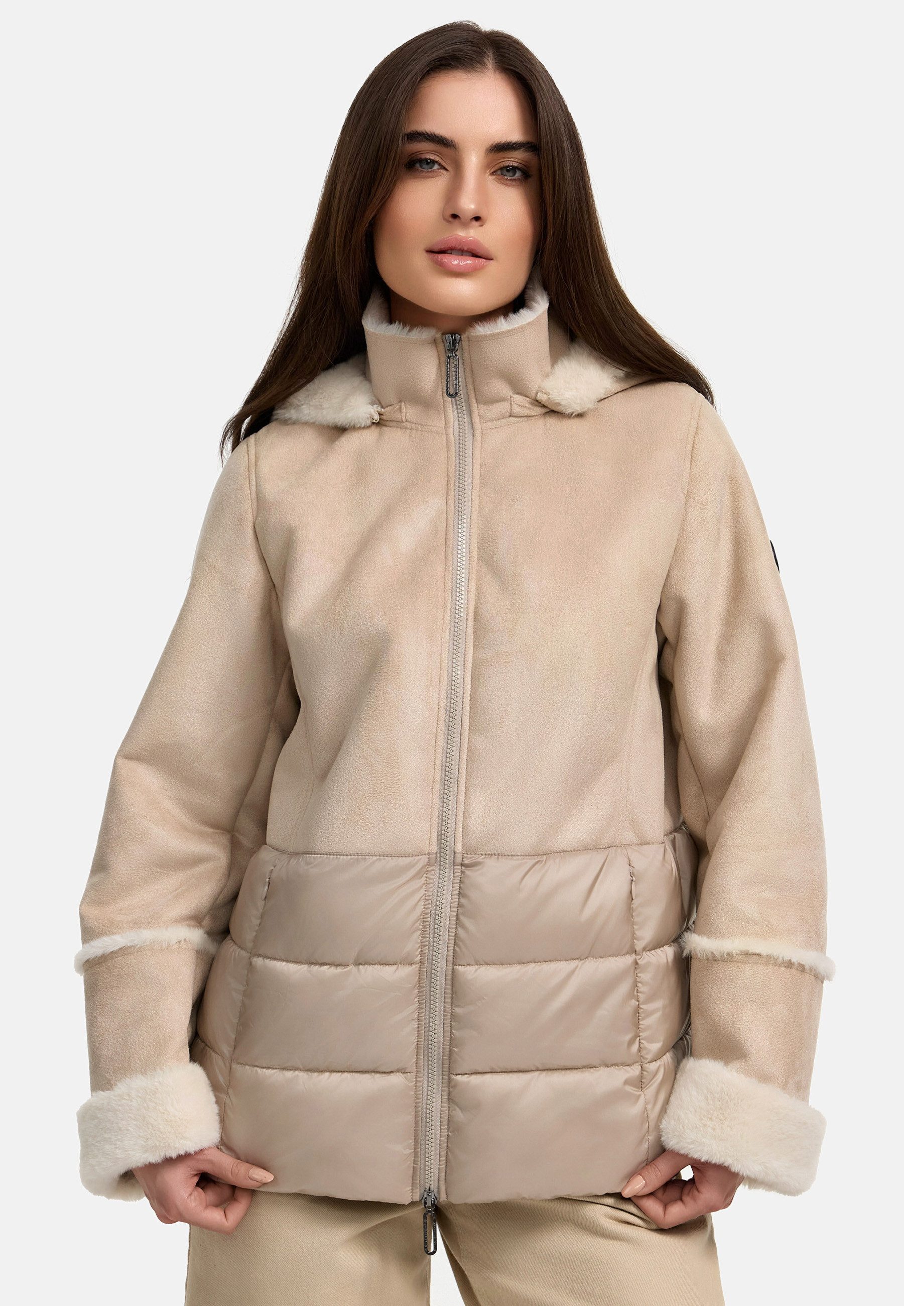 OTTO MANISA Kort jack met teddyfleece-capuchon dames korte jassen maat 42 beige
