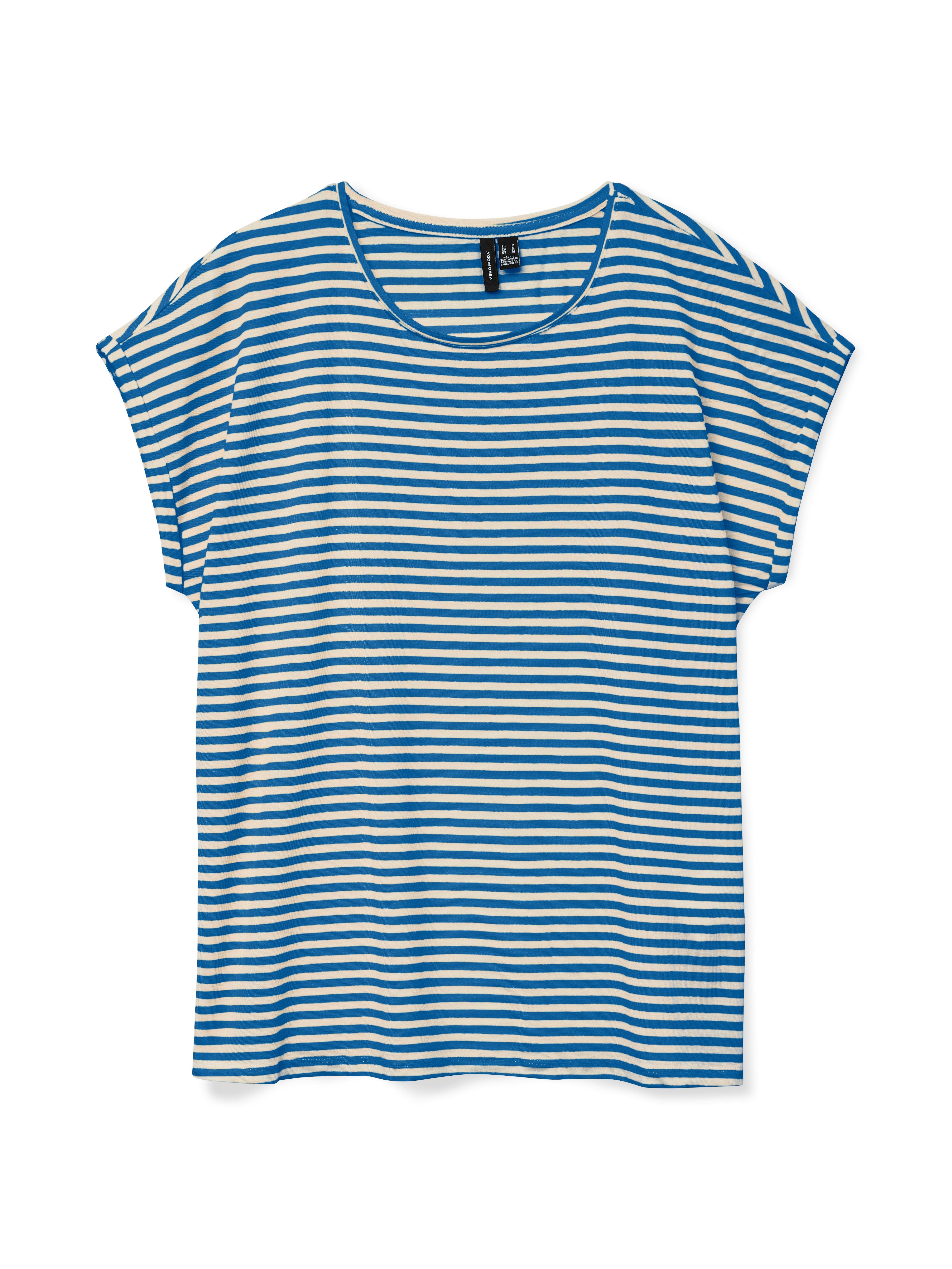 Vero Moda Shirt met ronde hals VMAVA PLAIN SS TOP STRIPE GA JRS NOOS