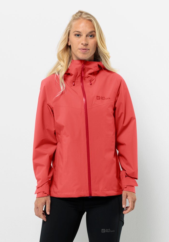 Jack Wolfskin Highest Peak 3L Jacket Women Hardshell regenjack Dames XS rood vibrant red