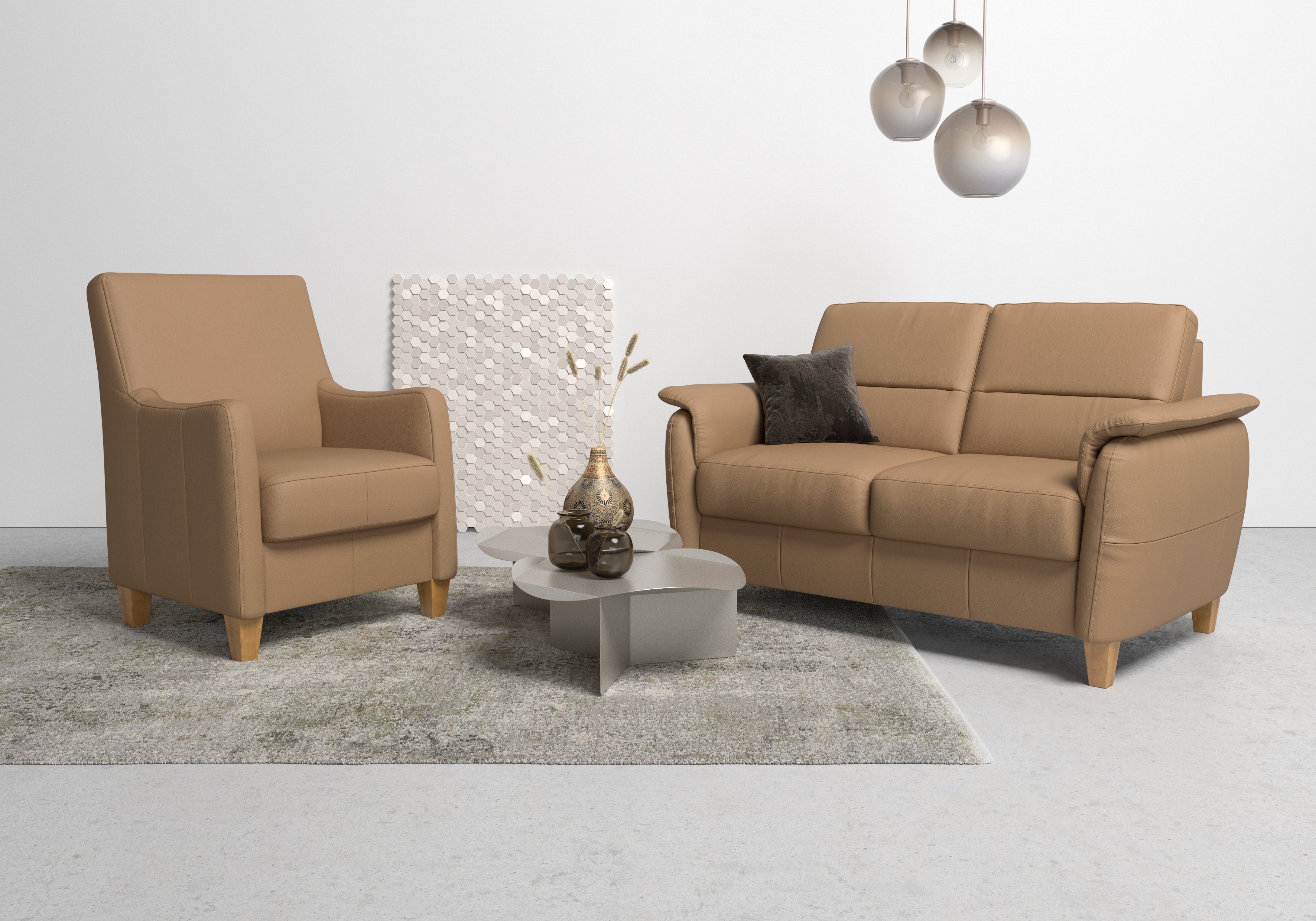 Home affaire 2-zitsbank Palmera Binnenveringsinterieur, stekkersysteem voor 2 hoofdsteunen (optioneel)