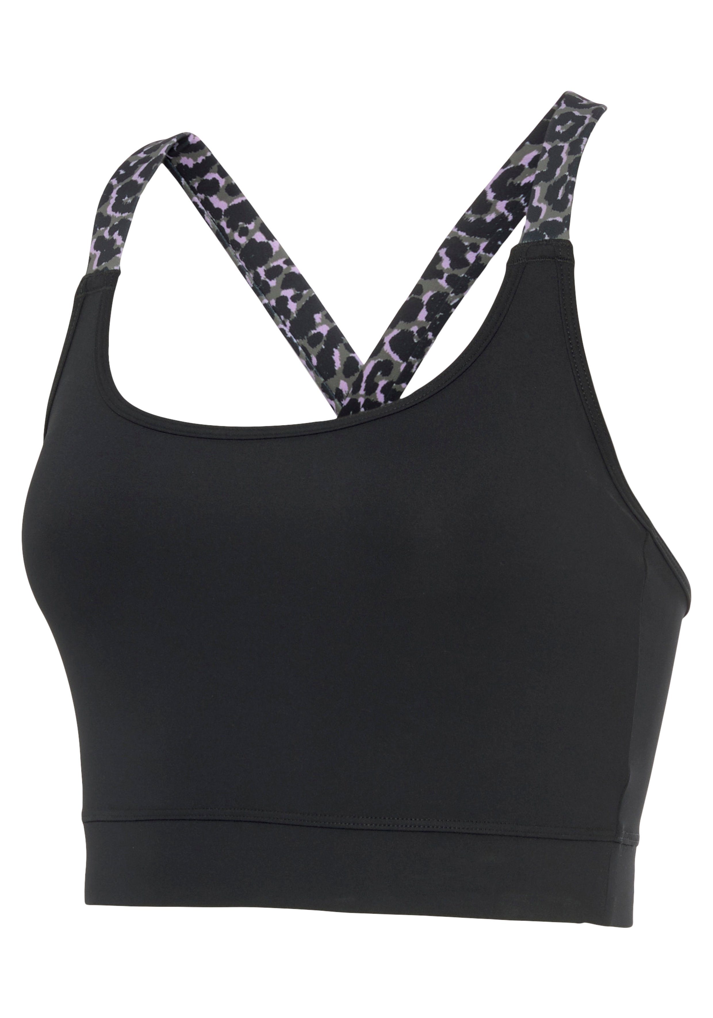 active by Lascana Crop-top -Sporttop Sporttop met gekruiste bandjes in leeuwprint