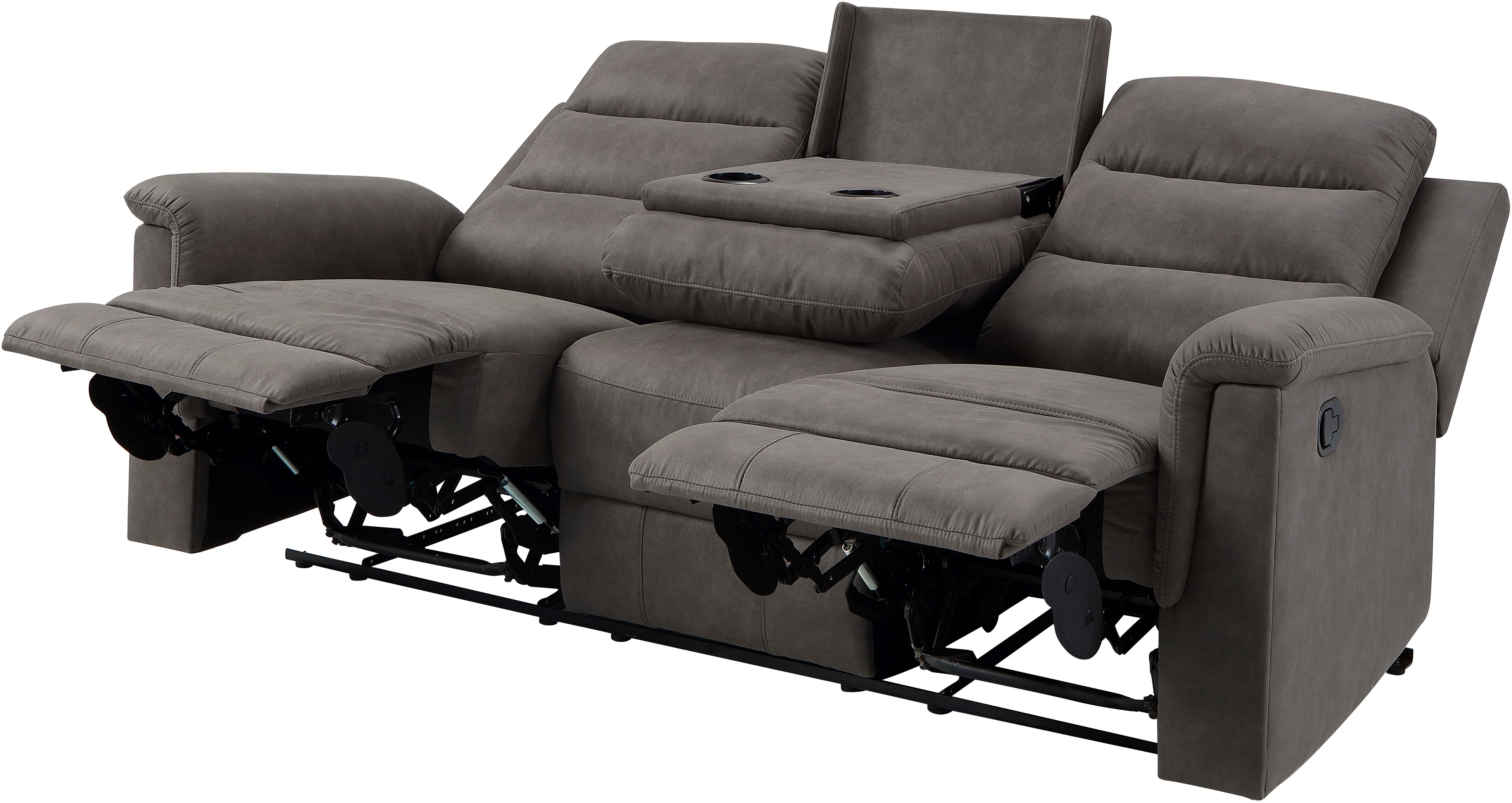 ATLANTIC home collection 3-zitsbank Cliff met 2 relaxfuncties Pocketvering en bekerhouders in opklapbare middenconsole