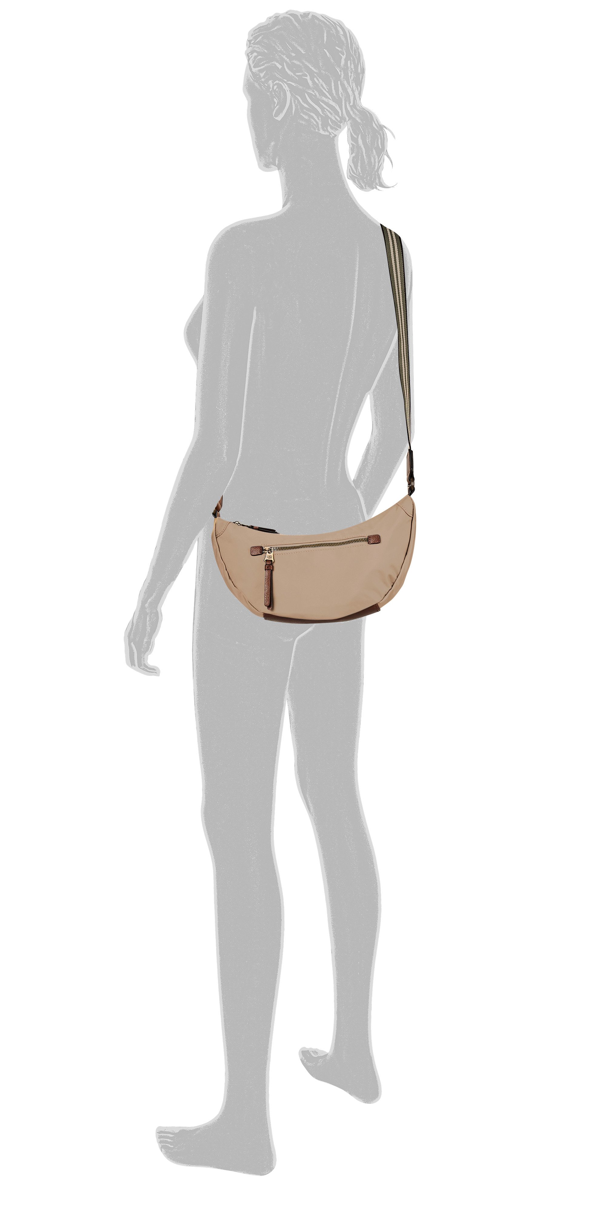 camel active Handtas Bari van hoogwaardig mat nylon met gestreept geweven band