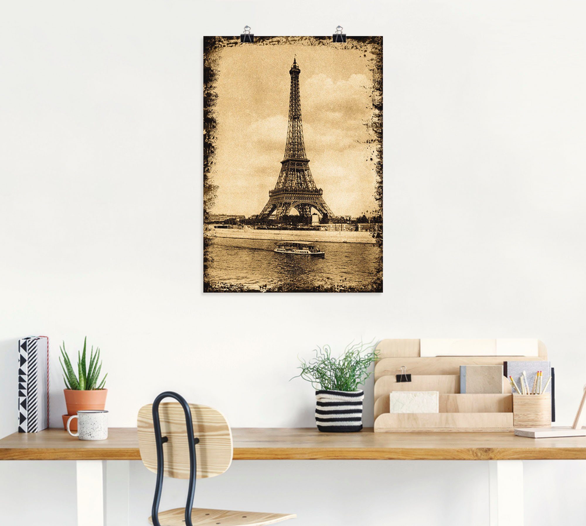 Artland Poster Parijs - Eiffeltoren Vintage als artprint op linnen, muursticker of poster in verschillende maten