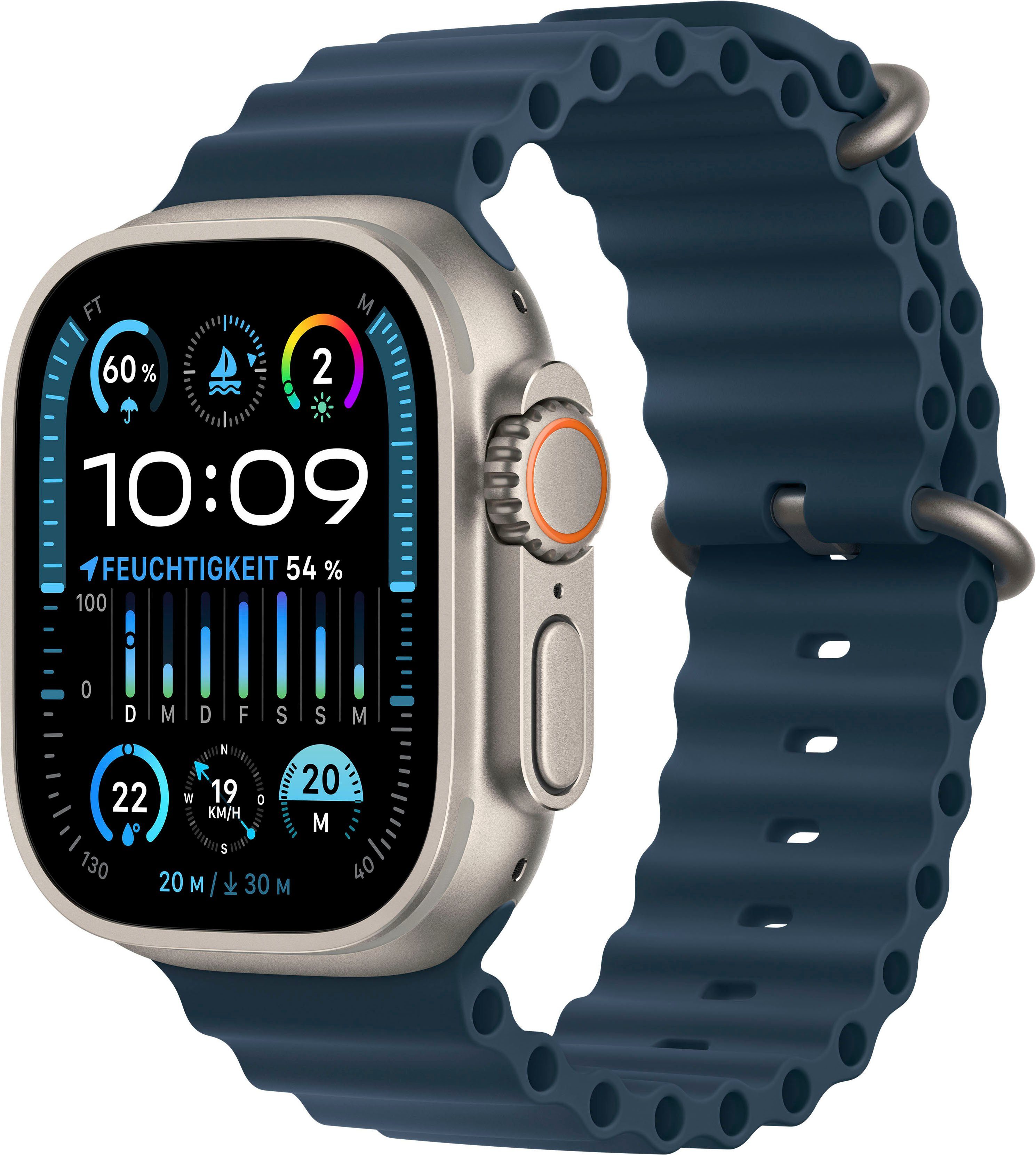 Apple Watch Ultra 2 GPS + Cellular 49 mm Titanium kast Ocean band Blue