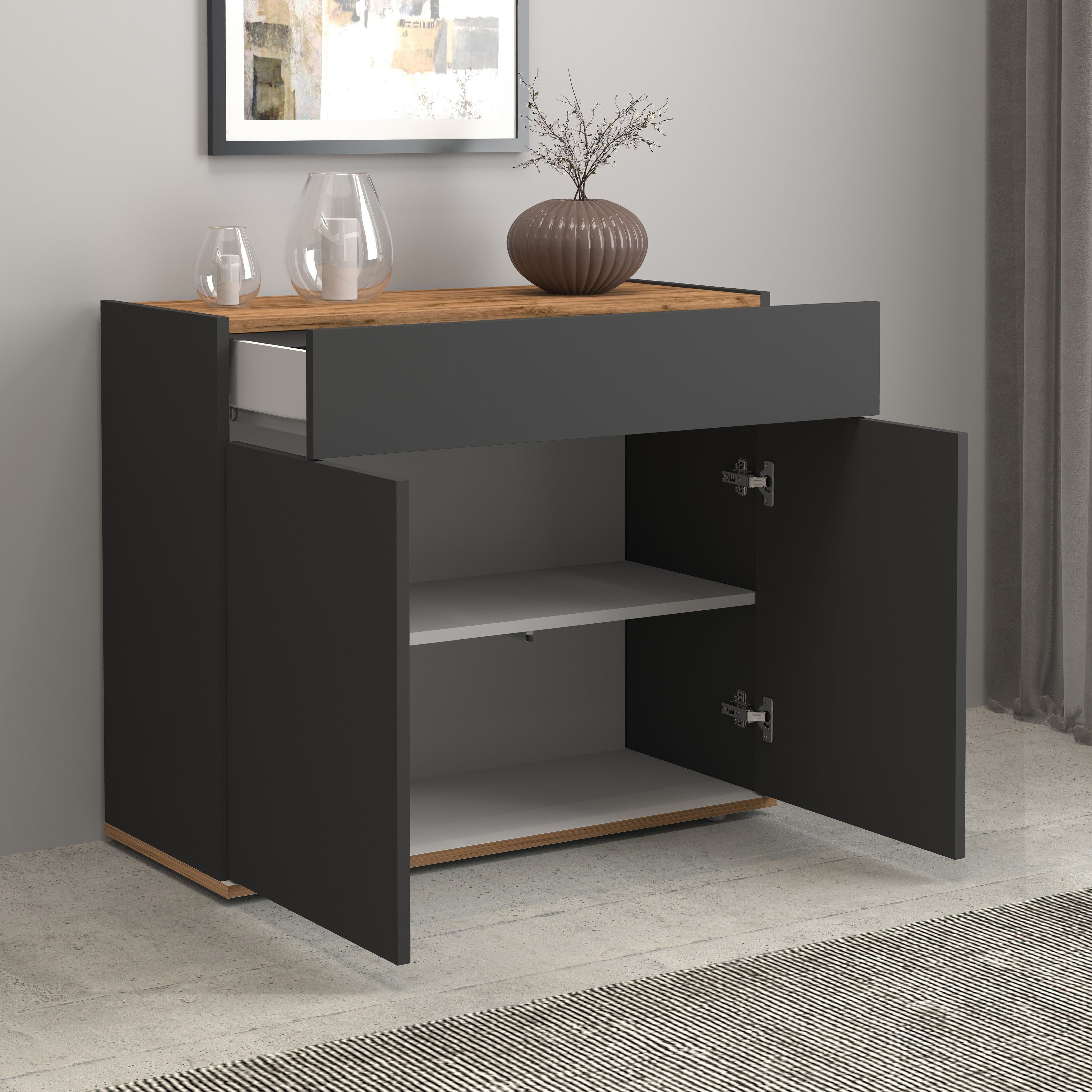 INOSIGN Dressoir Garda, Ladekast, Kast, Buffet 2 deuren, 1 lade, greeploos breedte 80,9 cm
