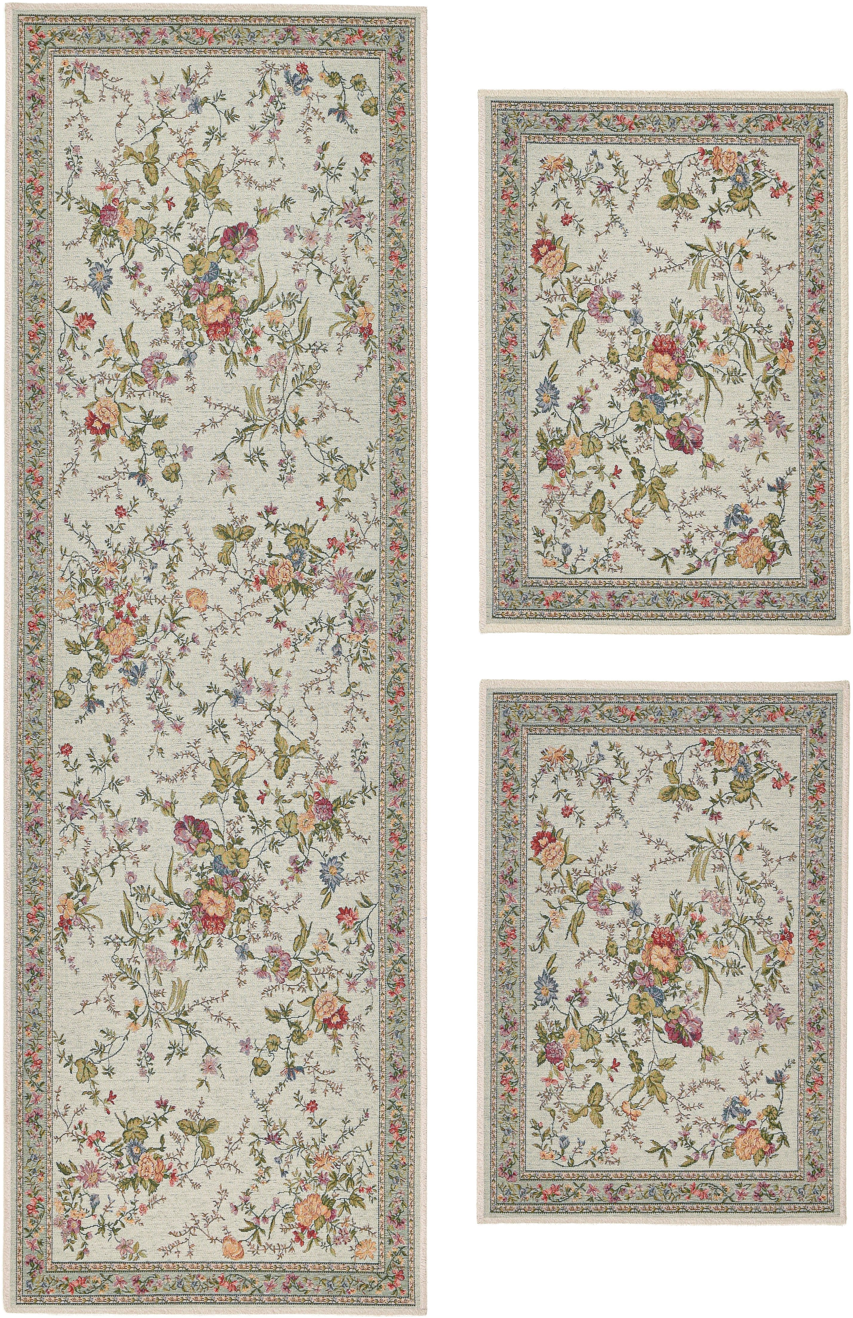THEKO Set slaapkamerkleedjes Flomi Sagrini Loperset, platweefsel, geweven, pastelkleuren, bloemendesign bedvloerkleden groen