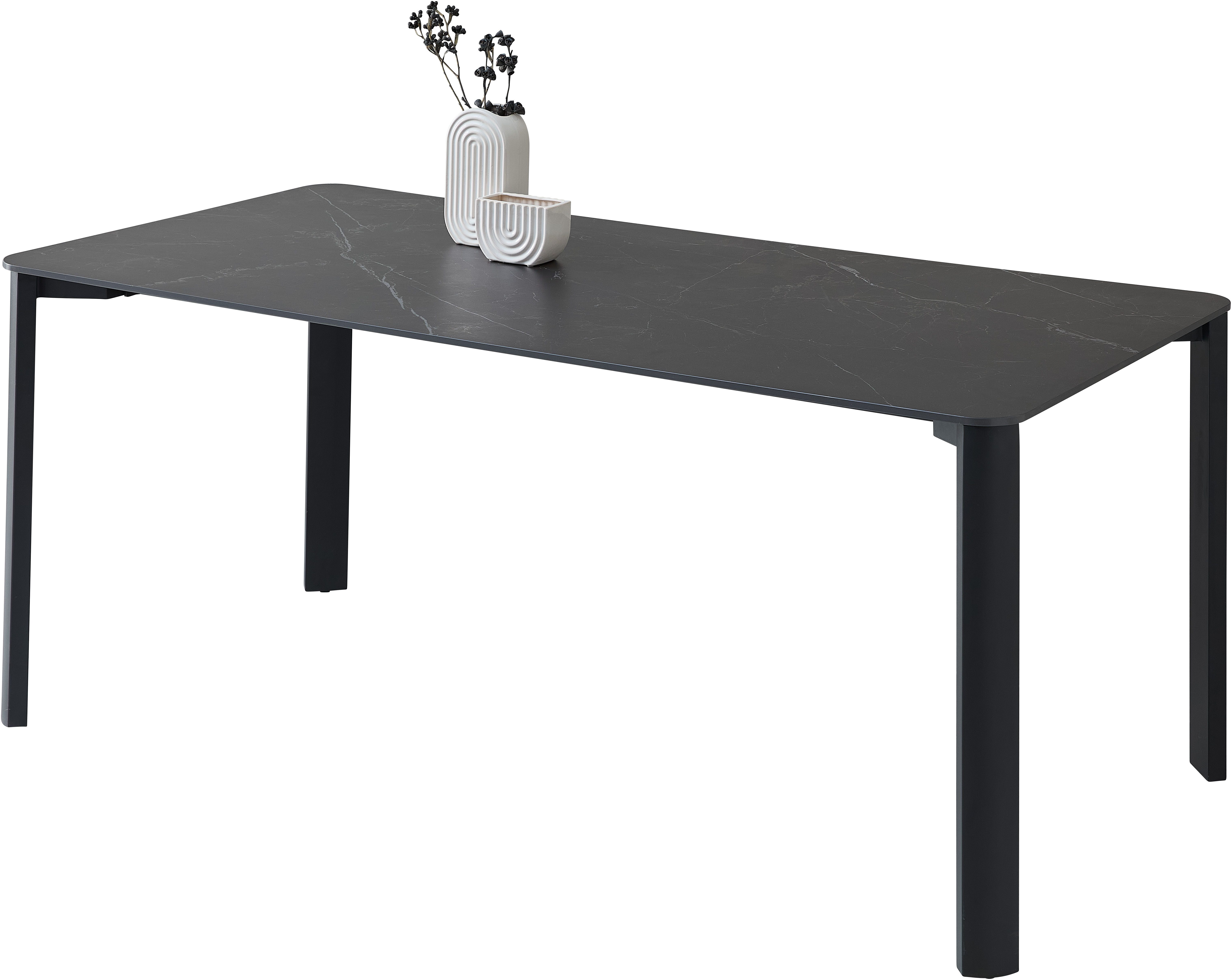 OTTO Stolkom Eettafel Lenni eettafel keramiek, zwart gemarmerd BxHxD 180x76x90 cm Keramische oppervlakte zwart gemarmerd, metalen frame mat zwart