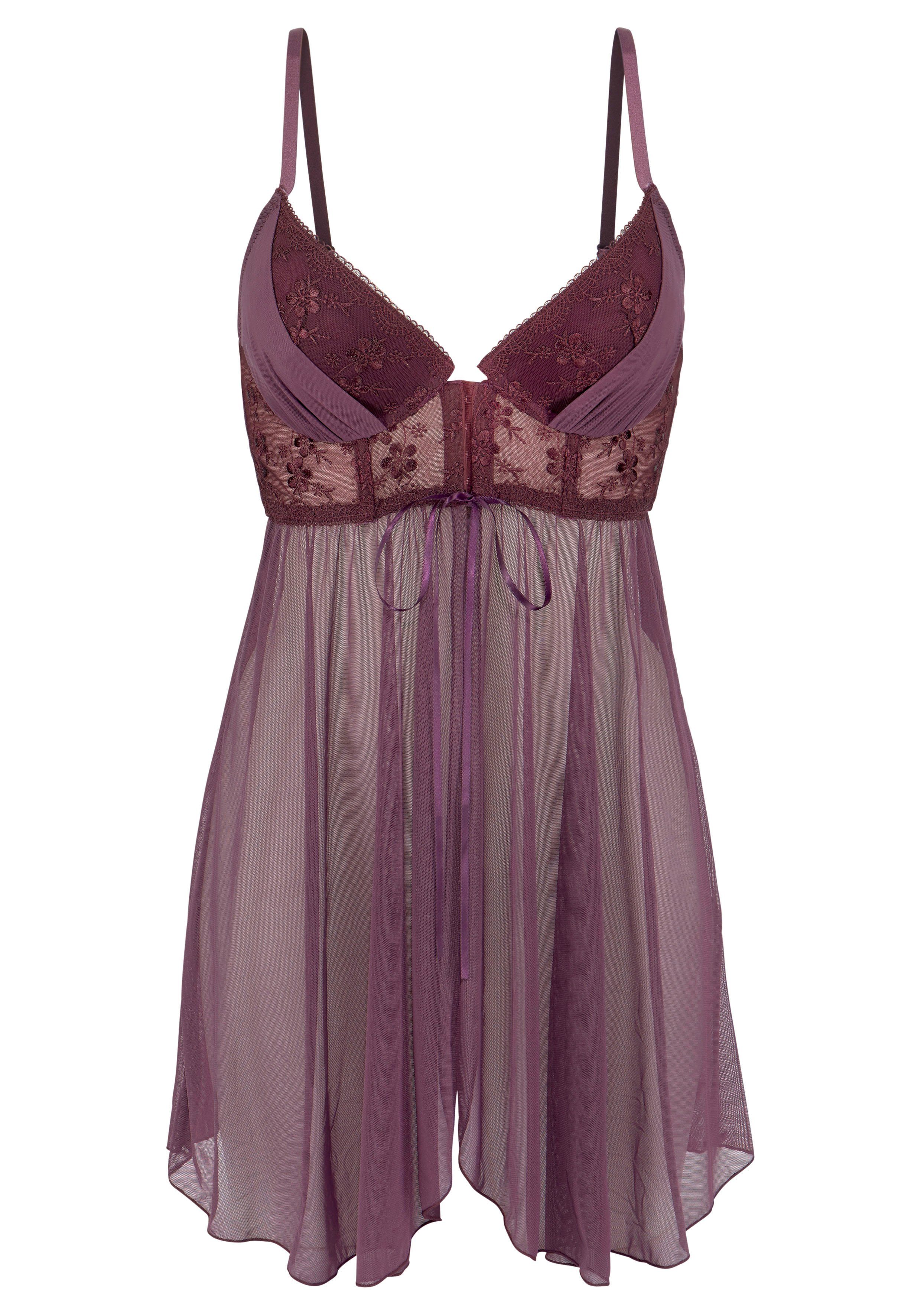 Lascana Negligé met push-up en voorknopsluiting, sexy lingerie, verleidelijke onderkleding