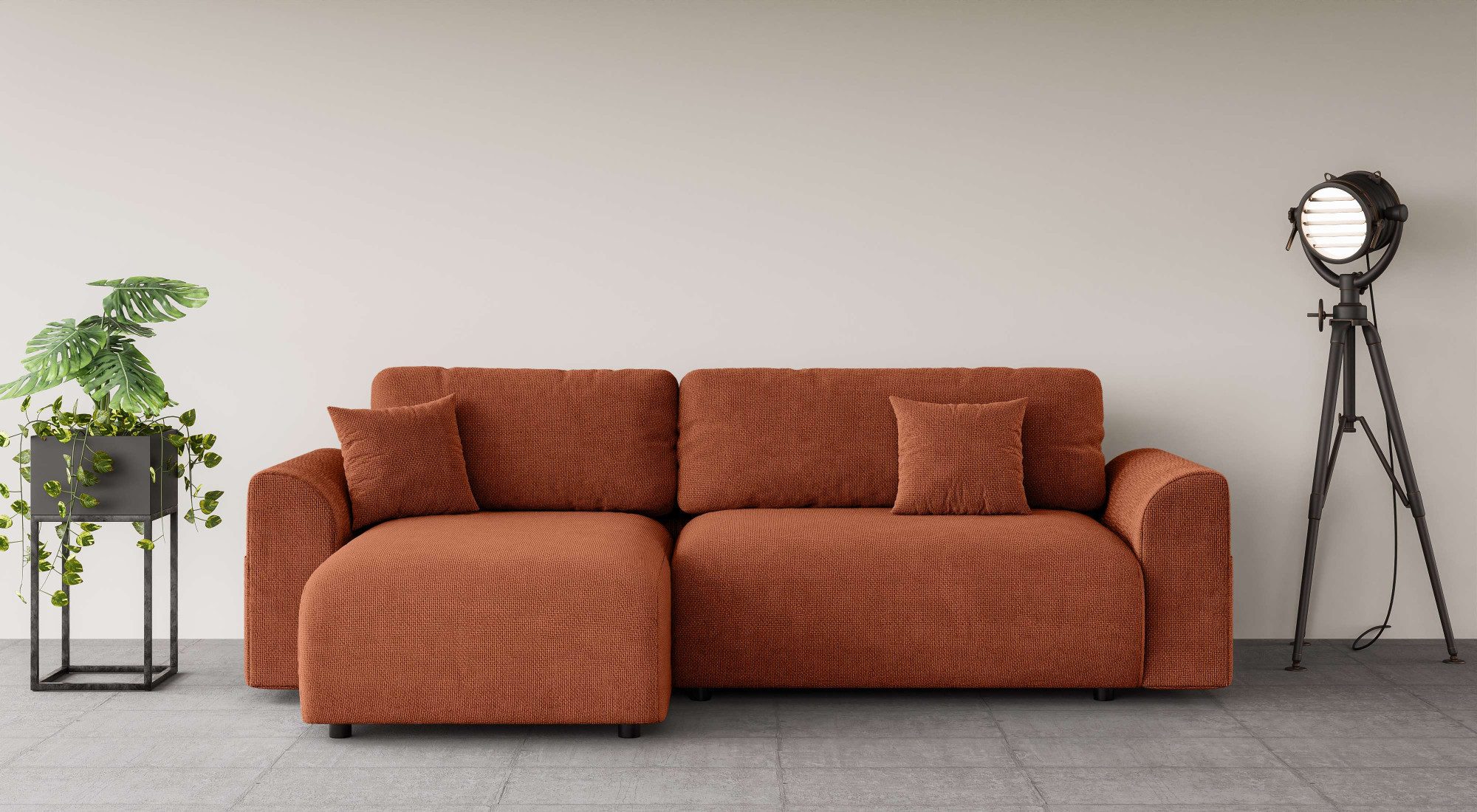 andas Hoekbank VasbySuyal rood, hoekbanken, Breedte ligoppervlak: 120 cm, Lengte ligoppervlak: 192 cm