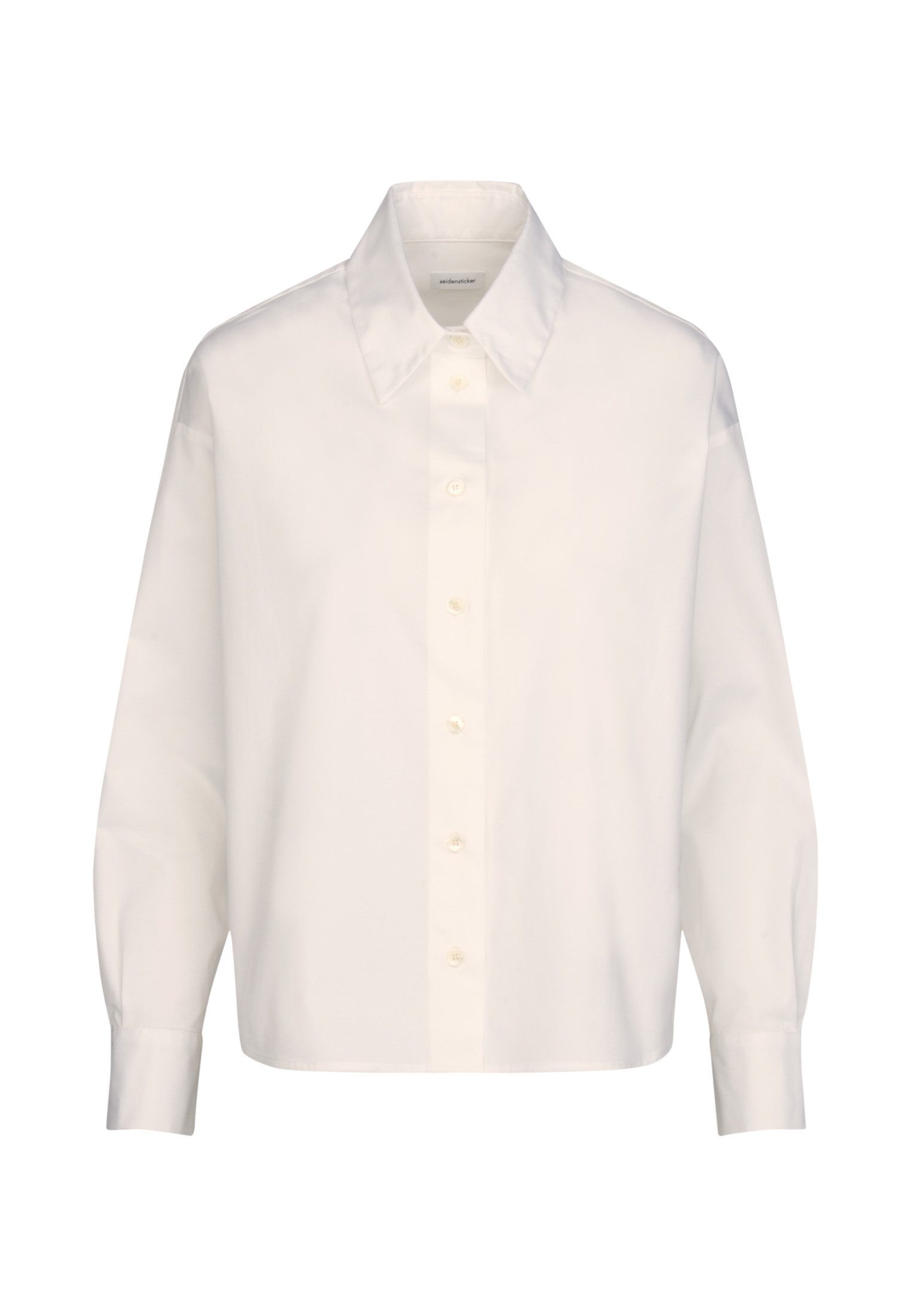 seidensticker Overhemdblouse Zwarte roos Lange mouwen kraag uni