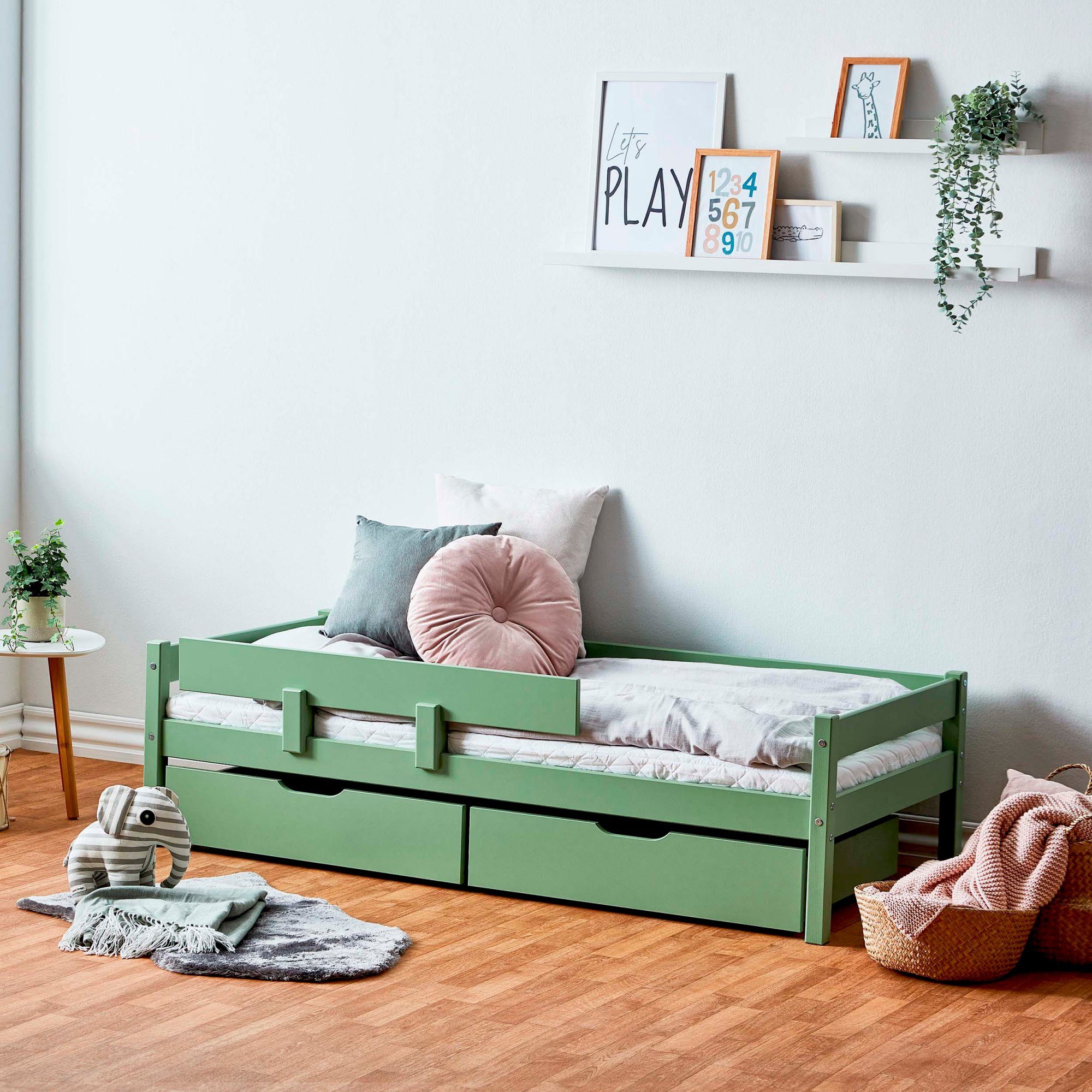 Lüttenhütt Kinderbed ECO One Kinderbed met valbeveiliging, met 2 laden