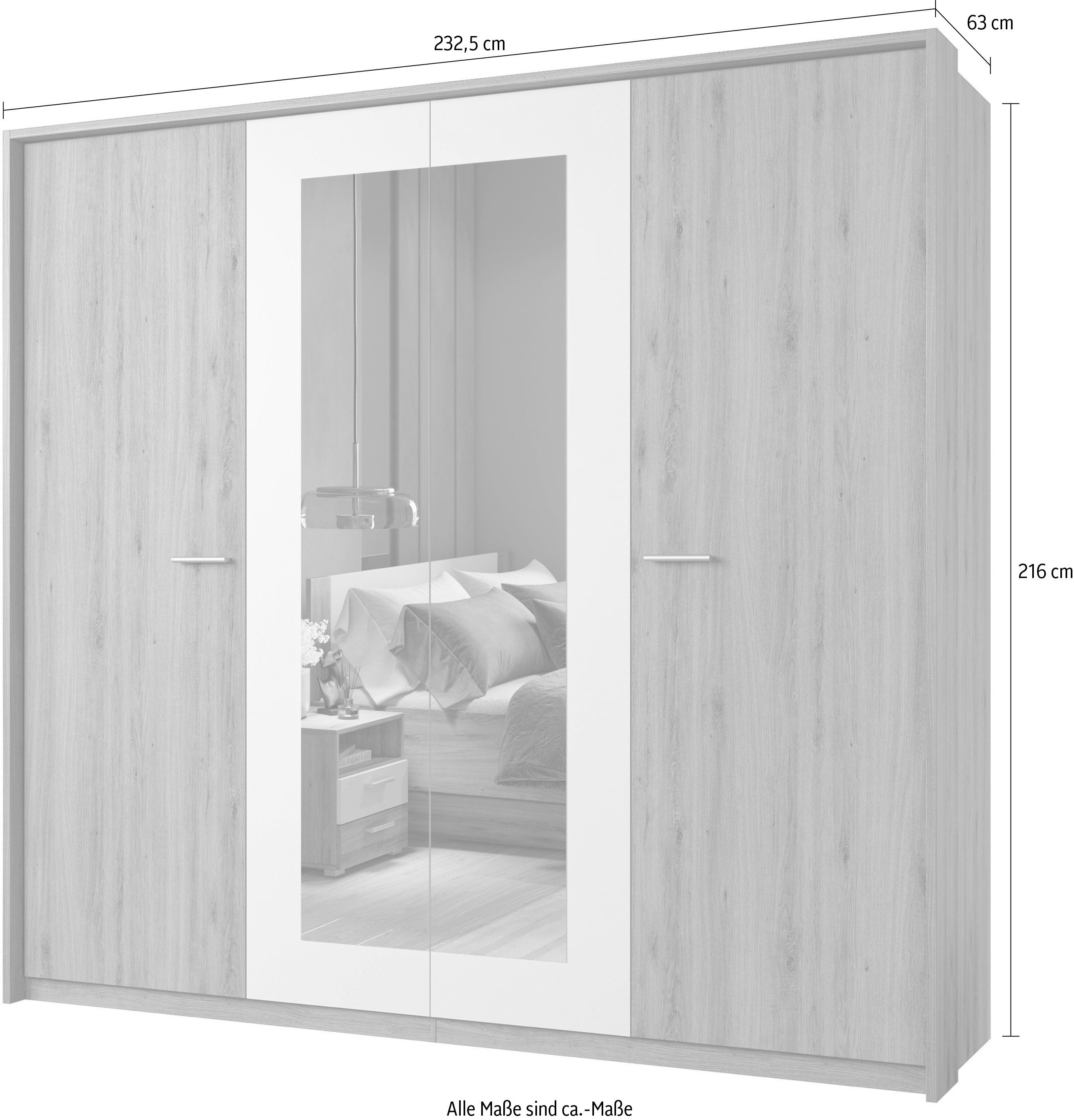 Home affaire Draaideurkast Bitry, linnenkast incl. complete binneninrichting Kledingkast, verstelbare planken 22 mm dik, mooie houtlook