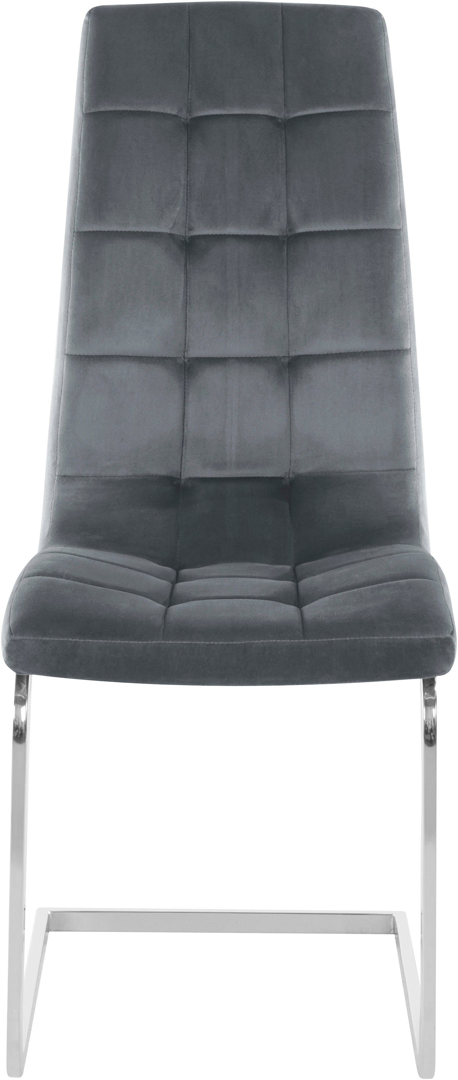 INOSIGN Vrijdragende stoel Lola set van 2 of 4, bekleding van imitatieleer of fluweelstof, chroom metalen frame (set)