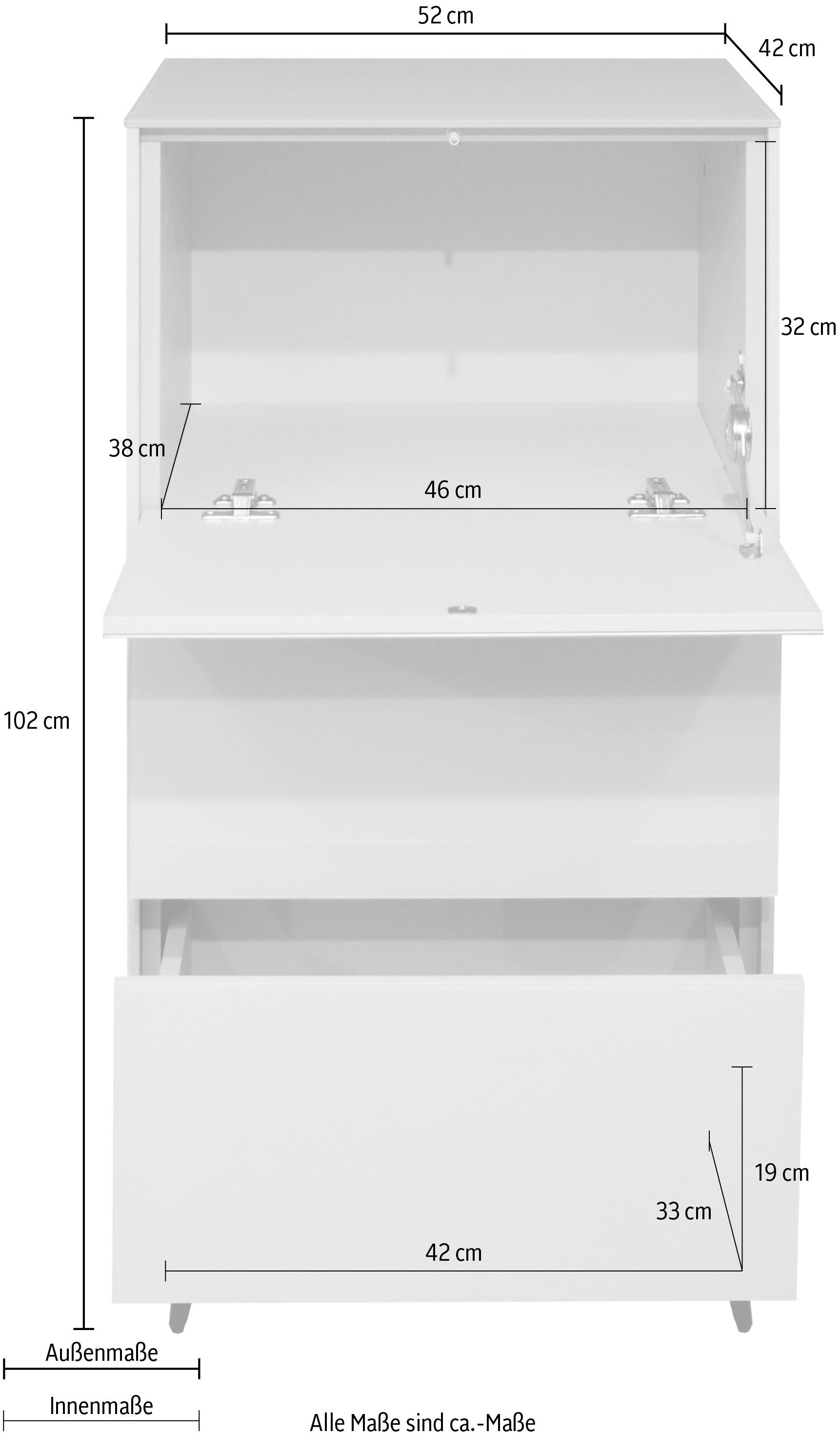 Mäusbacher Kast Imola BESTSELLER! Commode met glasfront en glazen bovenblad