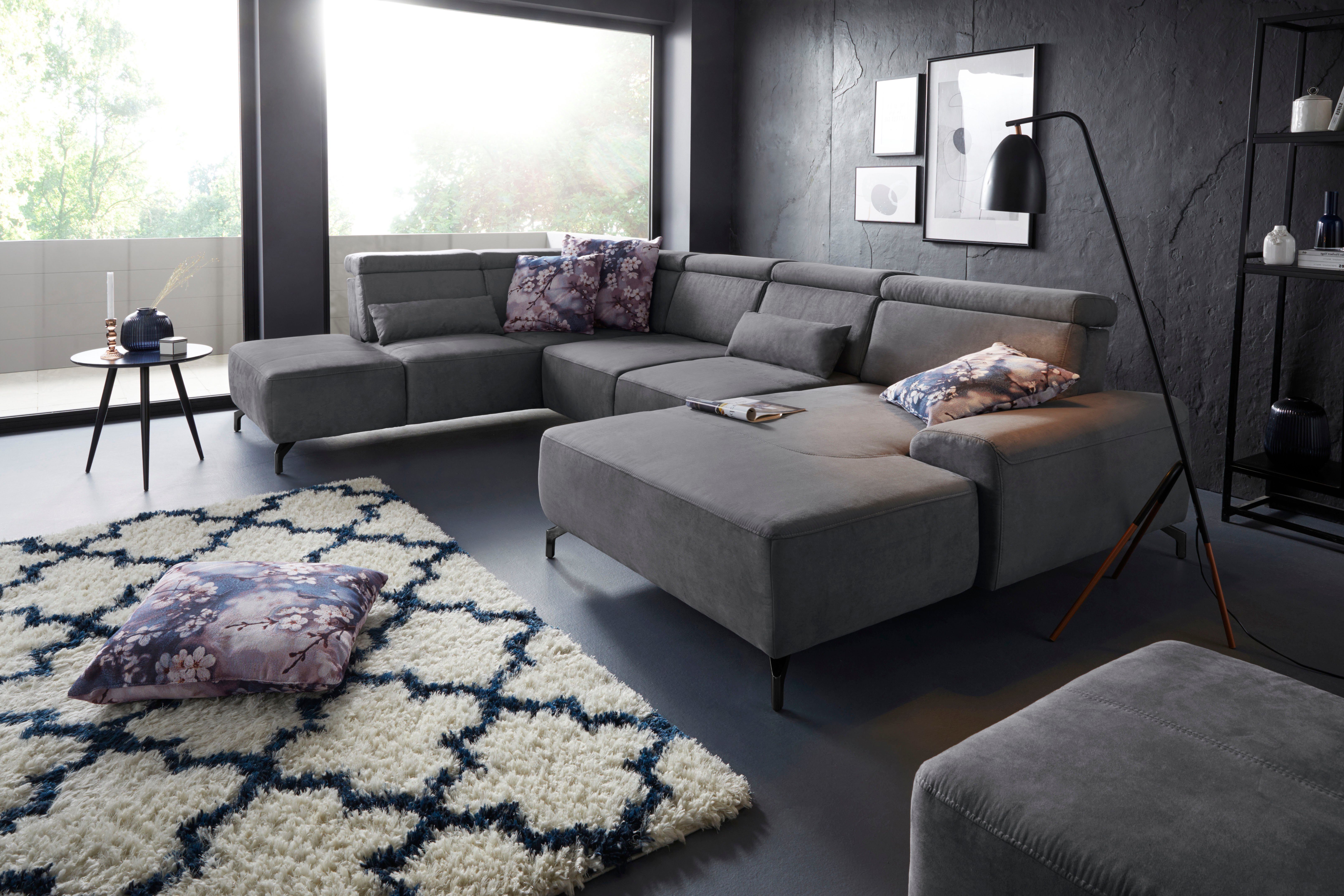 sit&more Zithoek Gizeh U-vorm 12 cm poothoogte, inclusief zitdiepteverstelling en verstelbare hoofdsteun