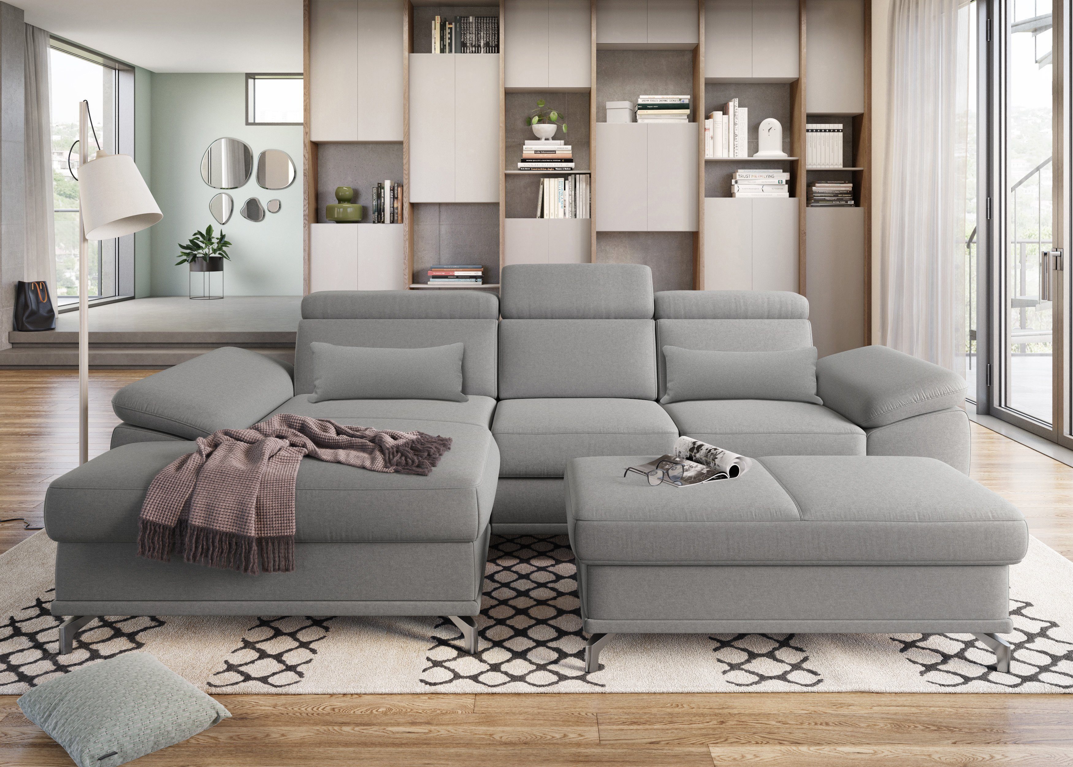 Sit&more Hoekbank Cabrio L-vorm, met zitdiepteverstelling, arm- en hoofdsteunverstelling