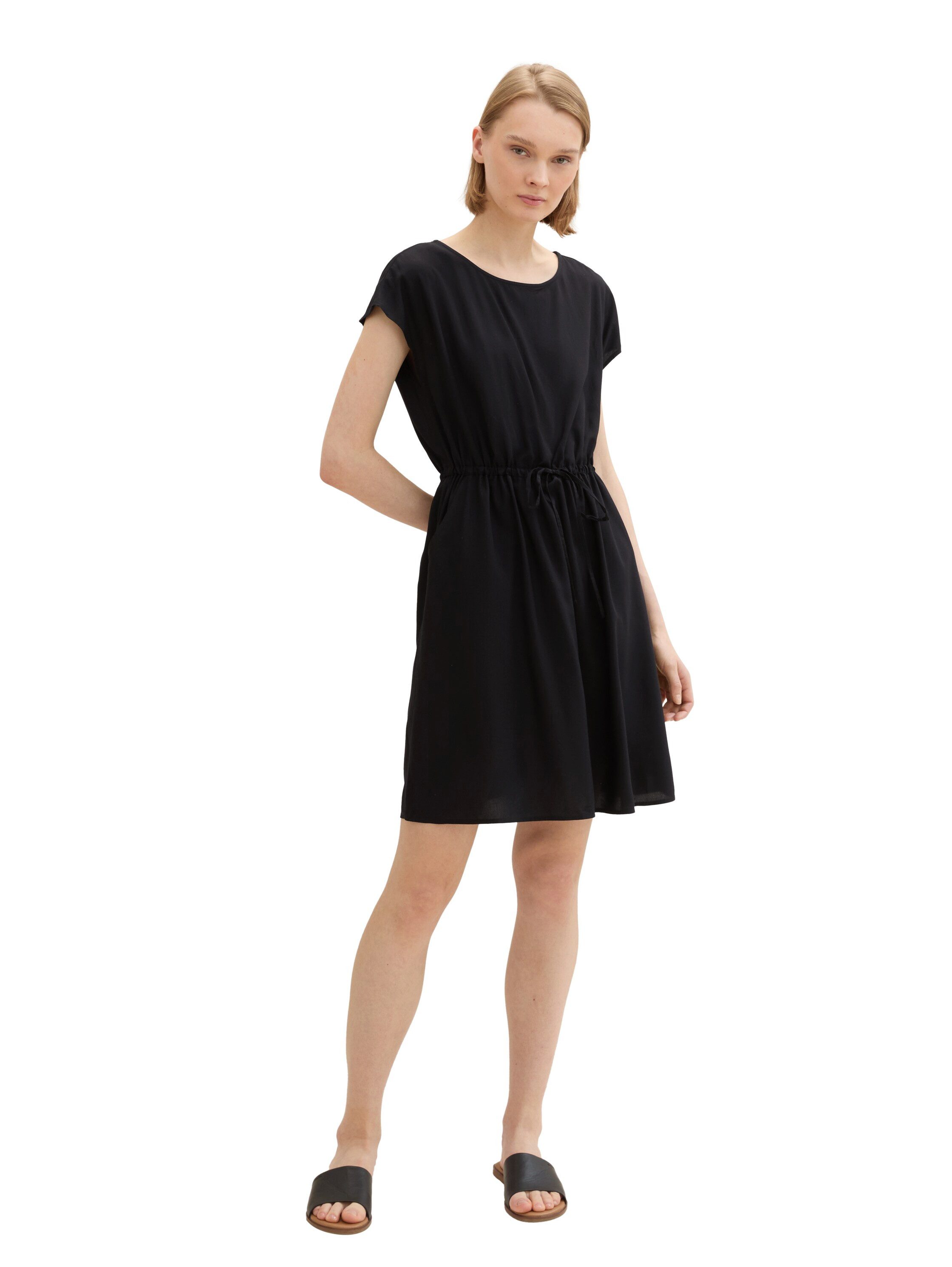 Tom Tailor Denim Gedessineerde jurk in midi-look en met insteekzakken