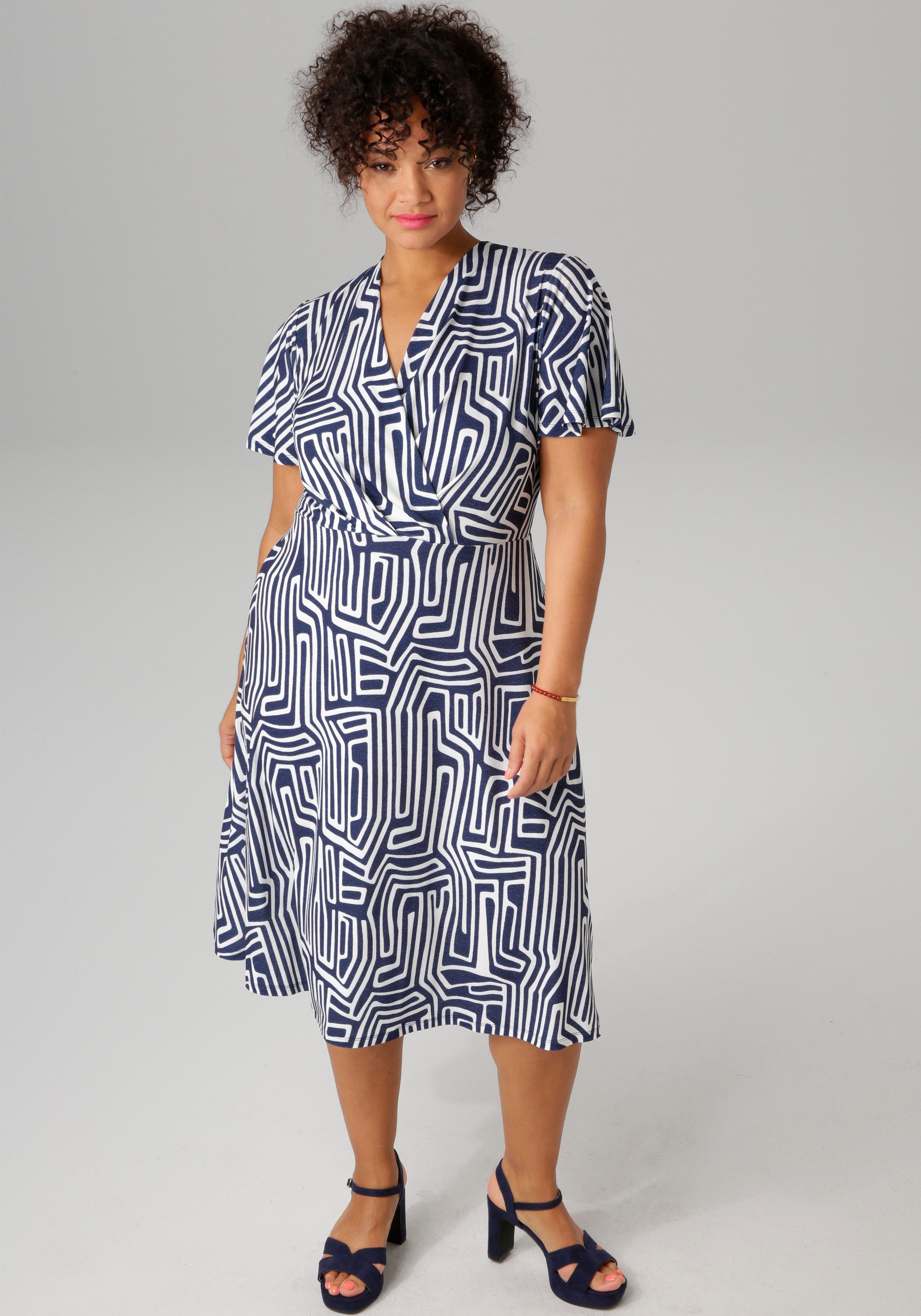 Aniston PLUS Jerseyjurk met v-hals in wikkel-look - nieuwe collectie