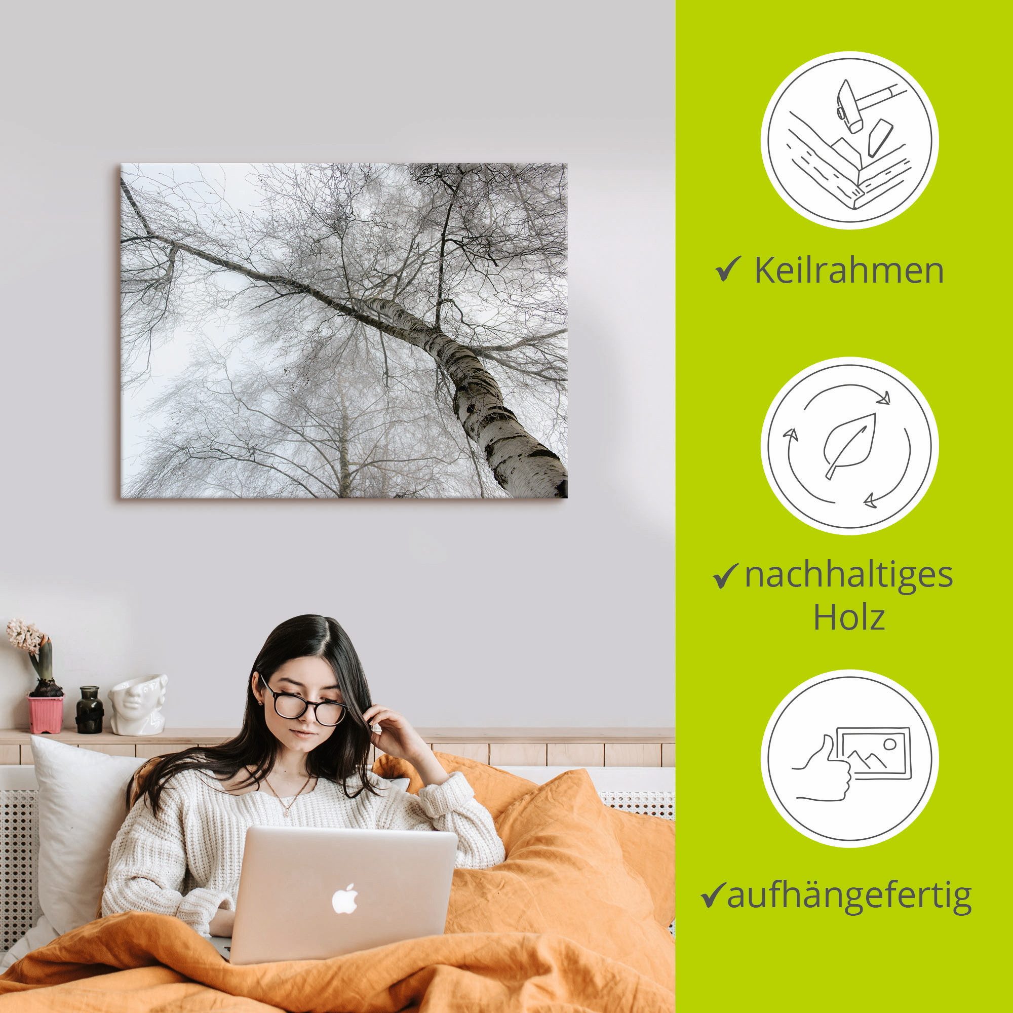 Artland Artprint Winter berk als artprint op linnen, muursticker in verschillende maten