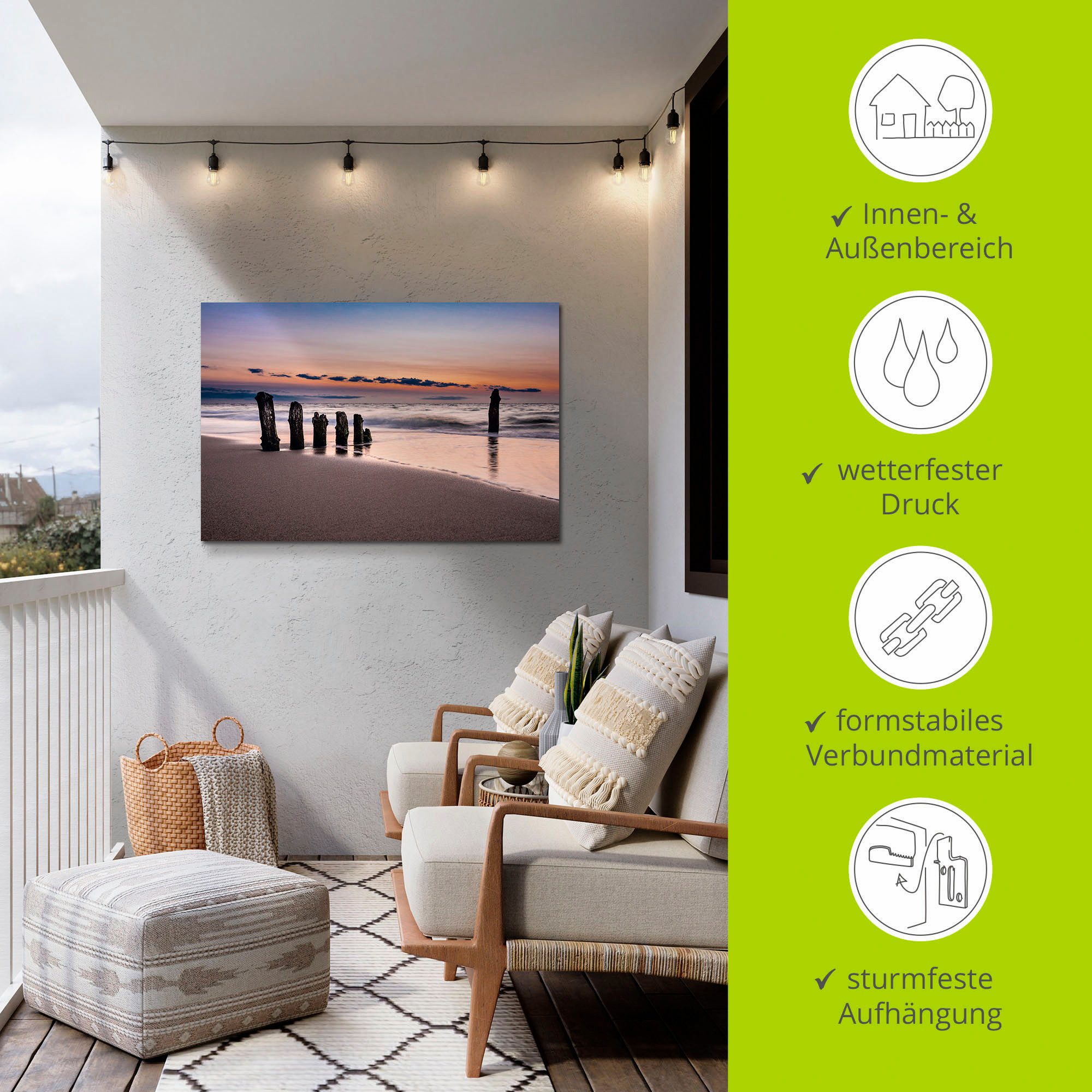 Artland Artprint Blik op de kust van de Oostzee als artprint van aluminium, artprint op linnen, muursticker, verschillende maten