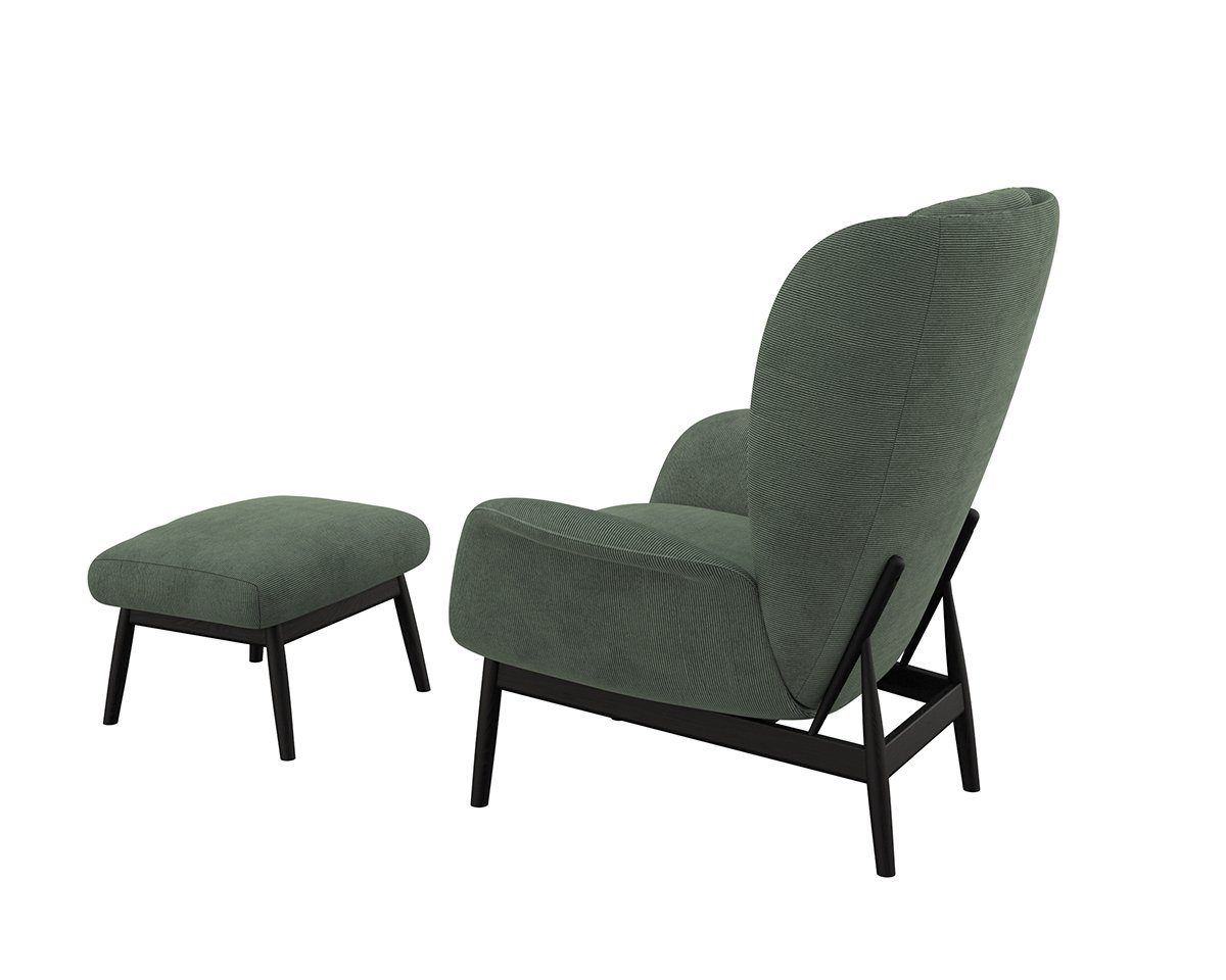 FLEXLUX Oorfauteuil Padova Scandic design fauteuil, eersteklas zit- en feelgoodcomfort Stijl & comfort, organische vorm, geïntegreerde lendensteun, zwarte voet