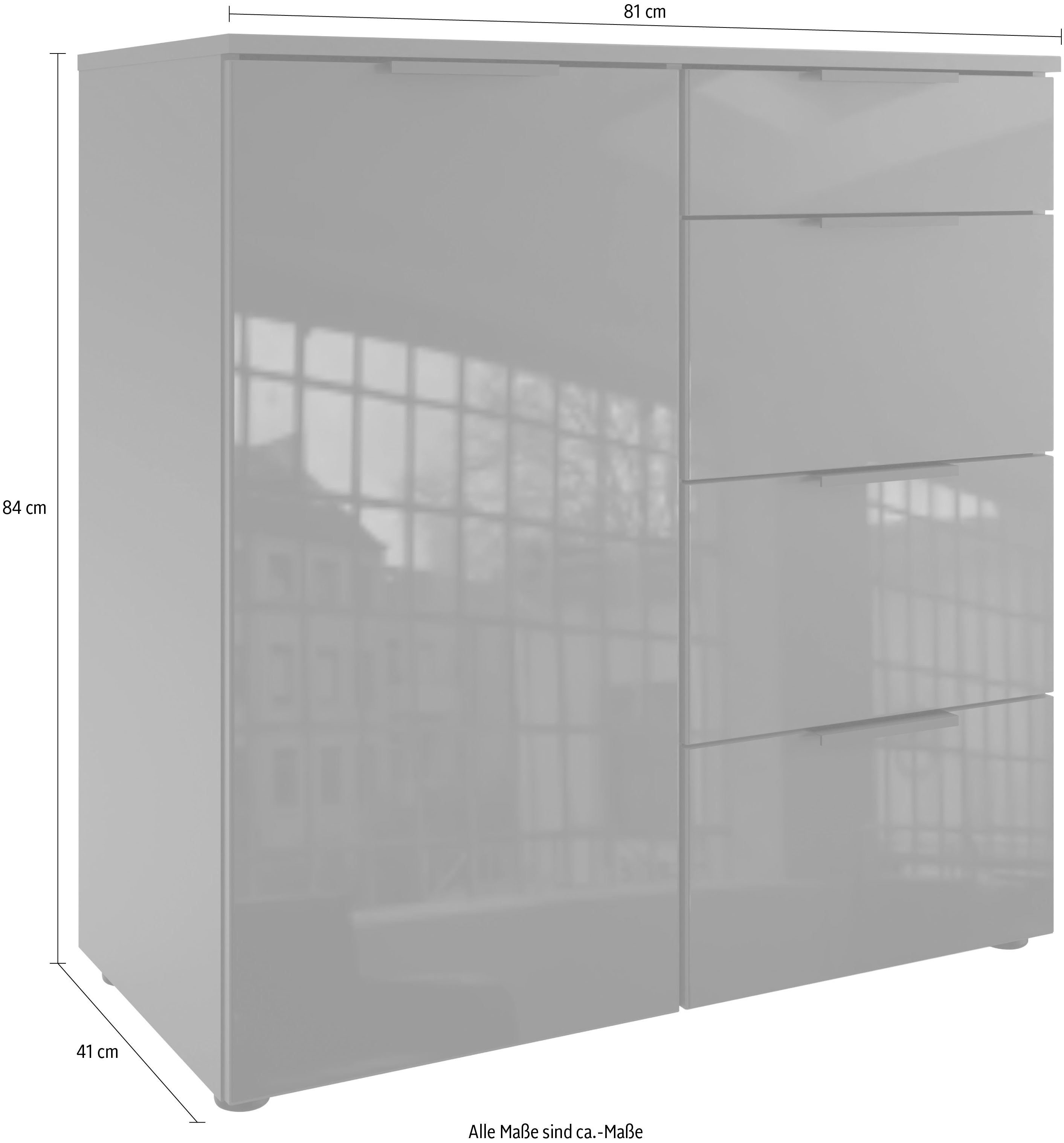Wimex Kast met laden en deuren Level36 C by fresh to go met glaselementen voor, soft-closefunctie, 81 cm breed