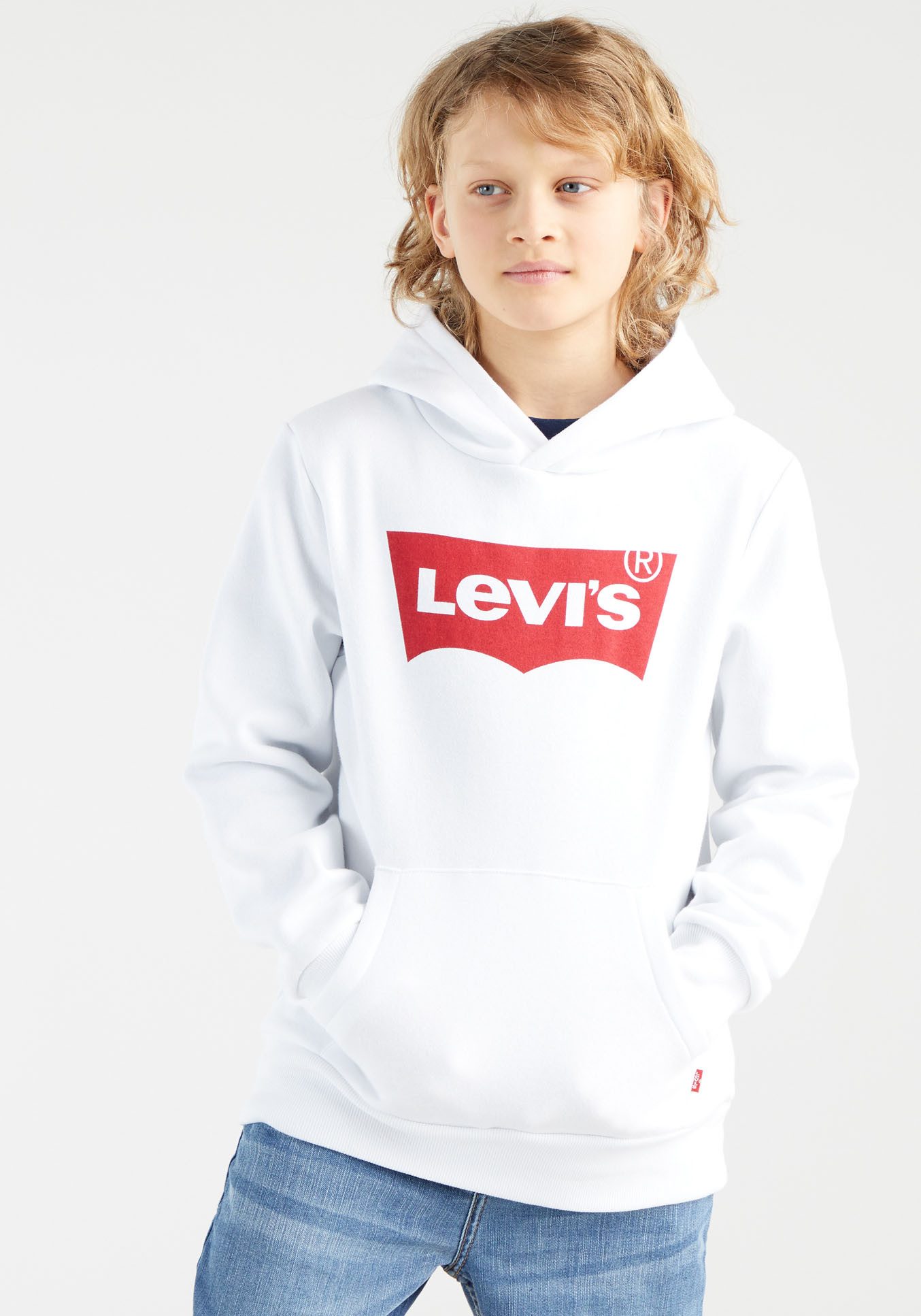 Levi's Kidswear Hoodie LVB BATWING PULLOVER HOODIE jongens sweatshirts maat 12/152 wit