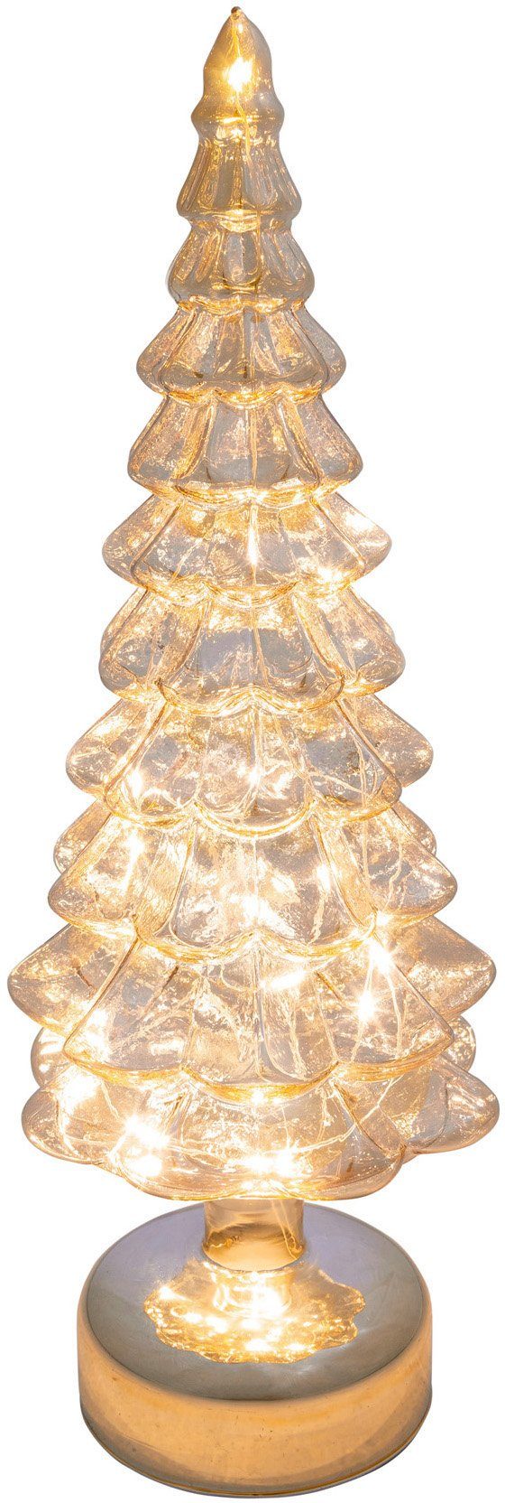 Creativ light Deco-boom Dennengroen, kerstversiering van glas, met 12 leds, hoogte ca. 33 cm