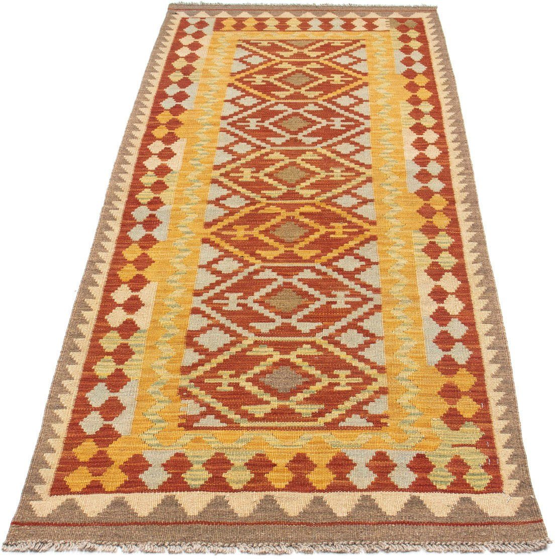 morgenland Loper Kelim medaillon rosso 195 x 73 cm Oriëntaalse look