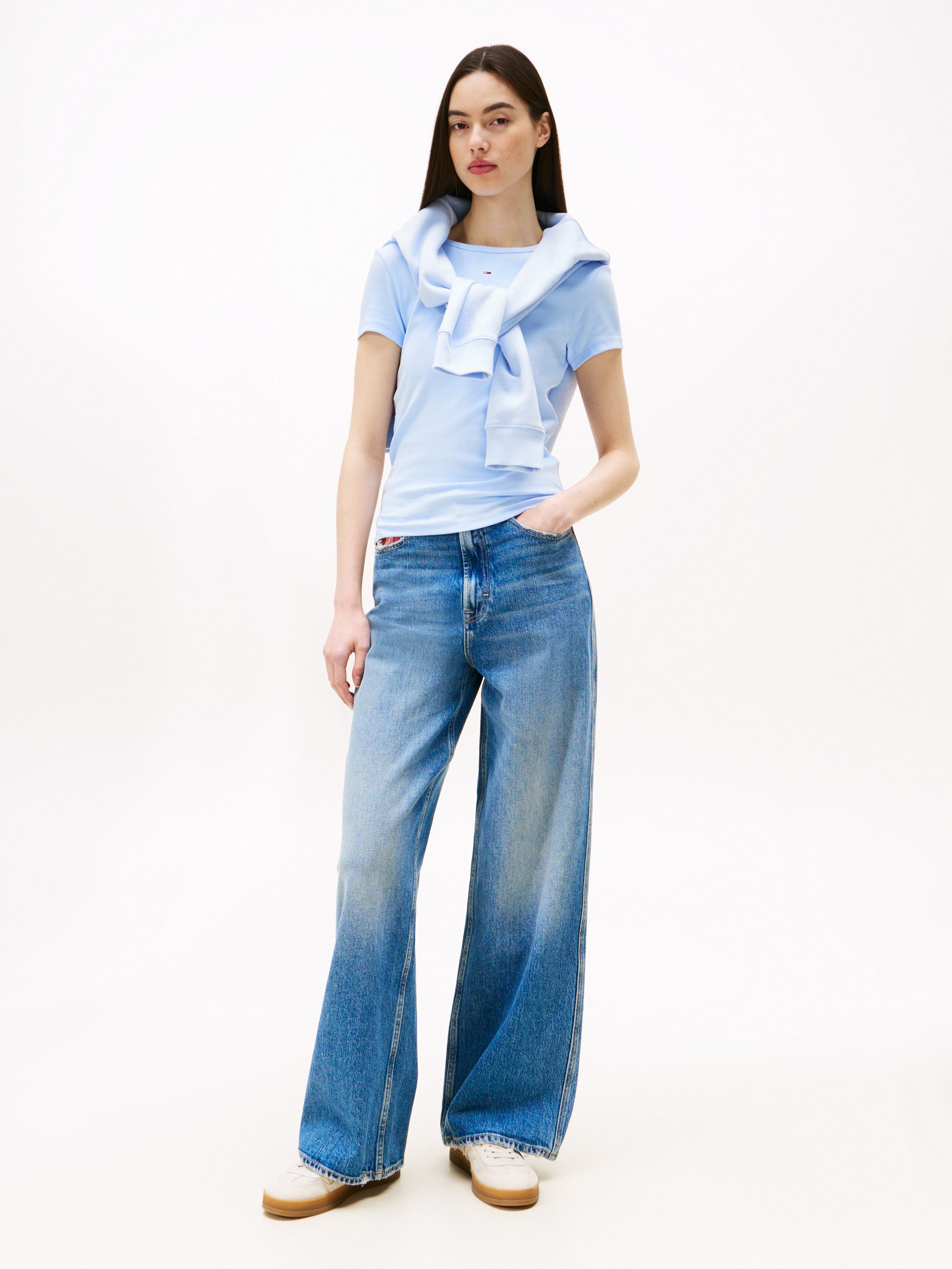 TOMMY JEANS Shirt met korte mouwen TJW SLIM ESSENTIAL RIB SS EXT
