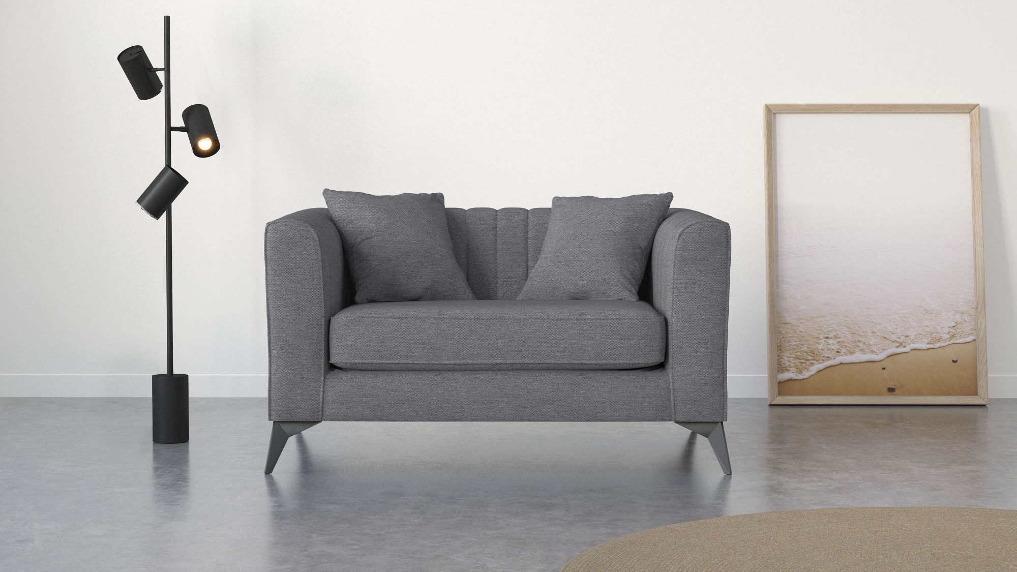 Places of Style Loveseat MATTHEW loungestoel, afmetingen B/D/H: 130/86/74 cm incl. sierkussen, fijne stiksels in de rug, belastbaar tot 200kg