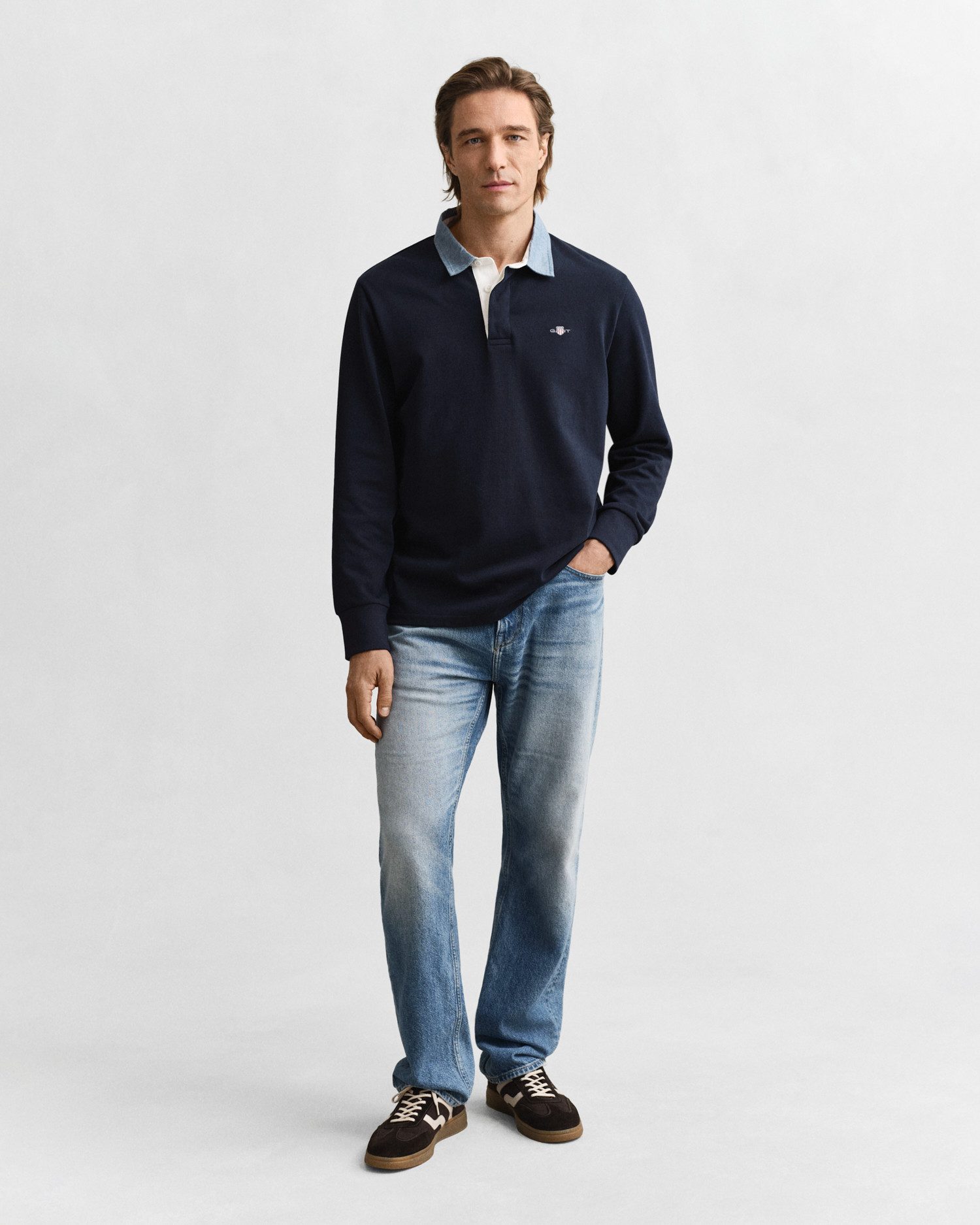Gant Poloshirt met lange mouwen REG CHAMBRAY HEAVY RUGGER