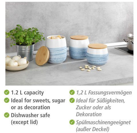 WENKO Voorraadbus Model Mala Opbergdoos voor voorraad met aquarel-decor, luchtdichte deksel (1-delig)