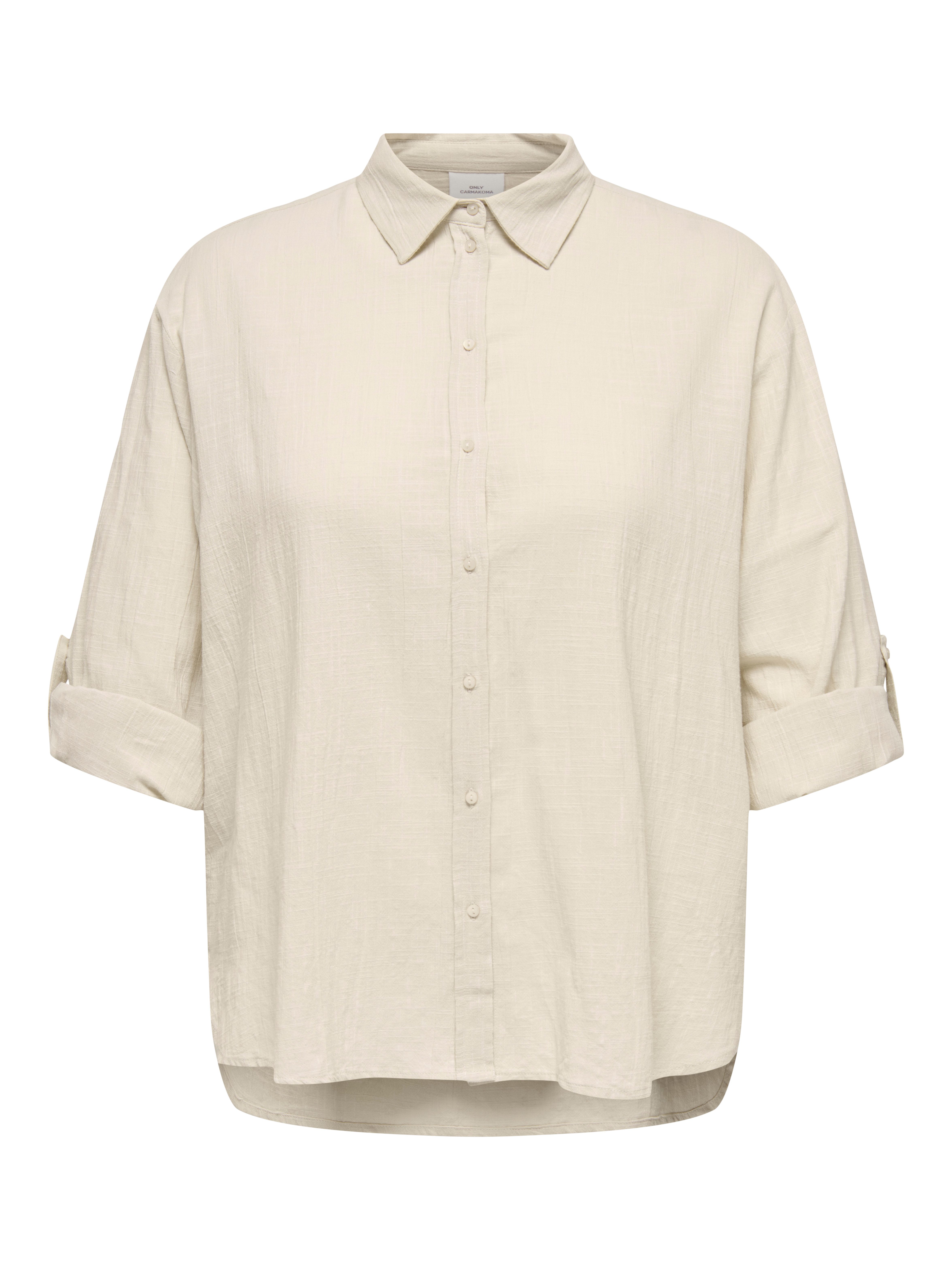 ONLY CARMAKOMA Blouse met lange mouwen CARTIZANA COTTON L/S SHIRT WVN NOOS