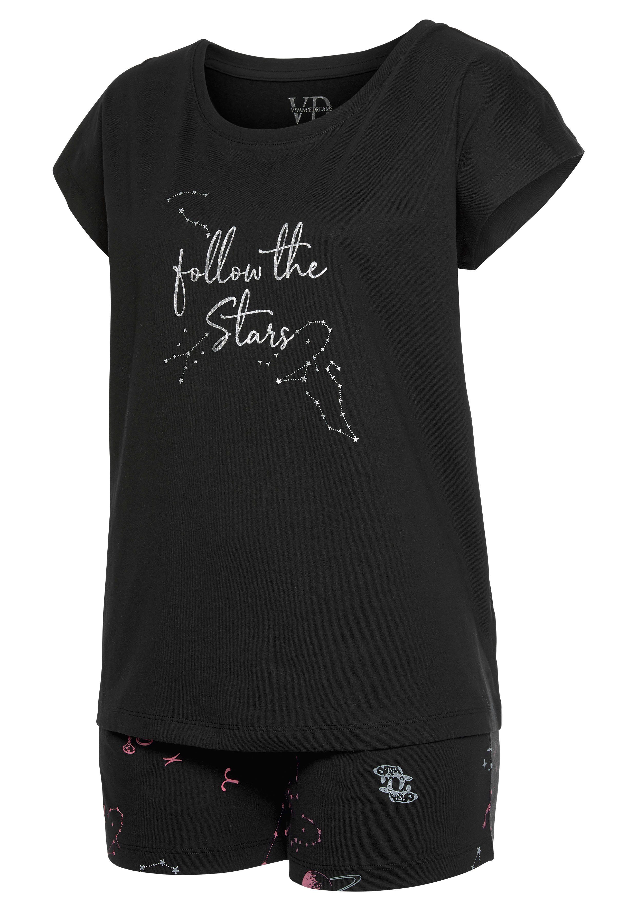 Vivance Dreams Shortama met galaxy-motief (2-delig, 1 stuk)