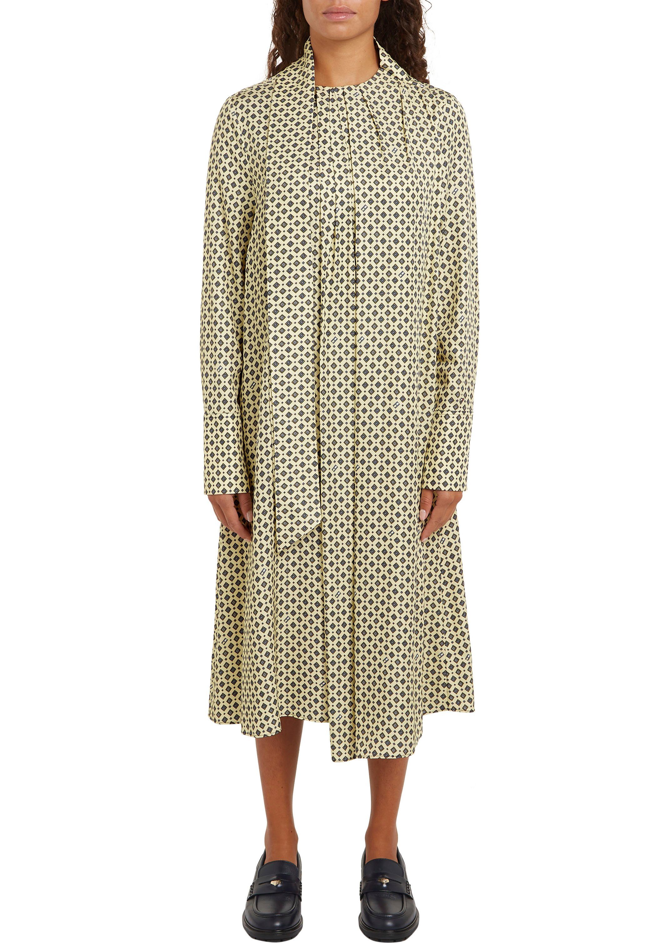 Tommy Hilfiger Blousejurk FOULARD DRAPED MIDI DRESS met tommy hilfiger merklabel