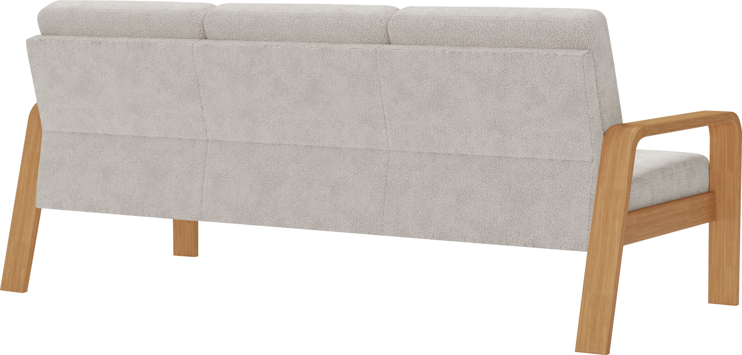 sit&more 3-zitsbank Kolding Armleuningen van eikenkleurig beukenhout, verschillende bekledingen en kleuren