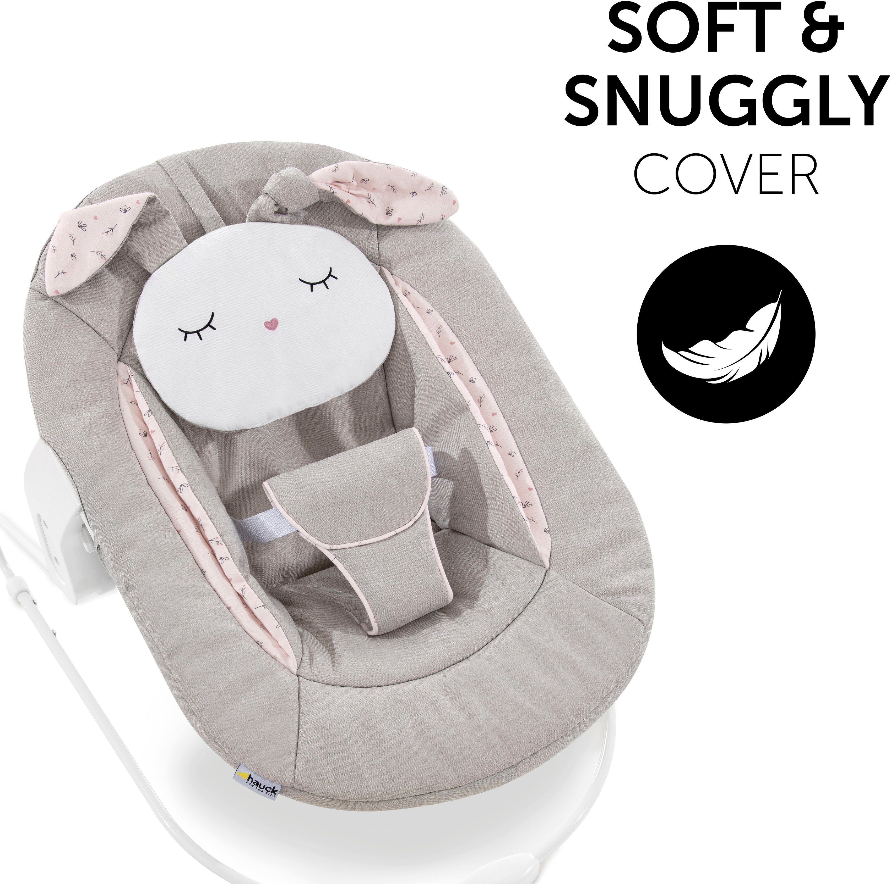 Hauck Opzet voor de kinderstoel Alpha Bouncer 2in1 Wippenopzetstuk, Poeder Konijn beige Bloem met wipframe, voor pasgeborenen, passend voor alpha+ houten kinderstoel