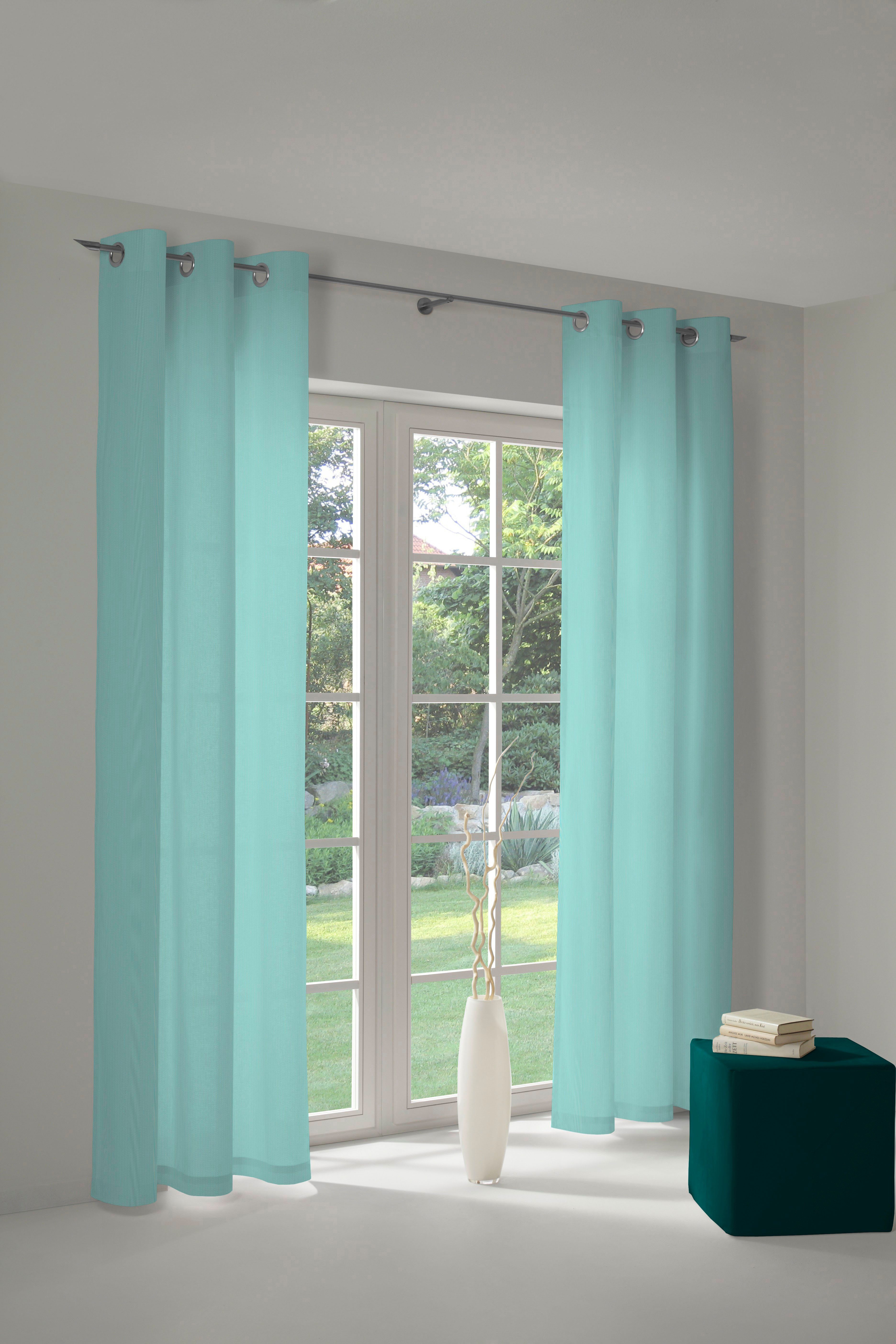 Adam Gordijn Uni Collection (1 stuk) kant & klaar gordijnen maat H/B: 225/145 cm blauw