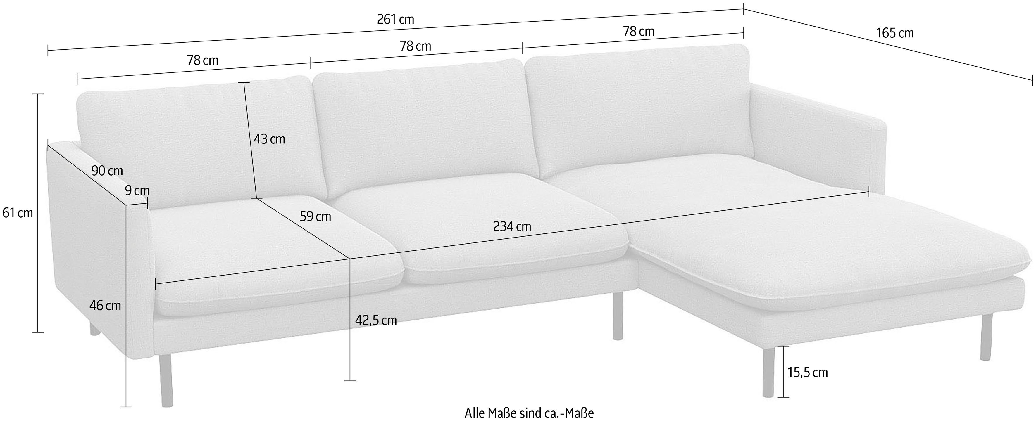 FLEXLUX Hoekbank Bolzano, elegant en comfortabel, L-vorm Zitting van koudschuim & stalen vering, losse zit- en rugkussens